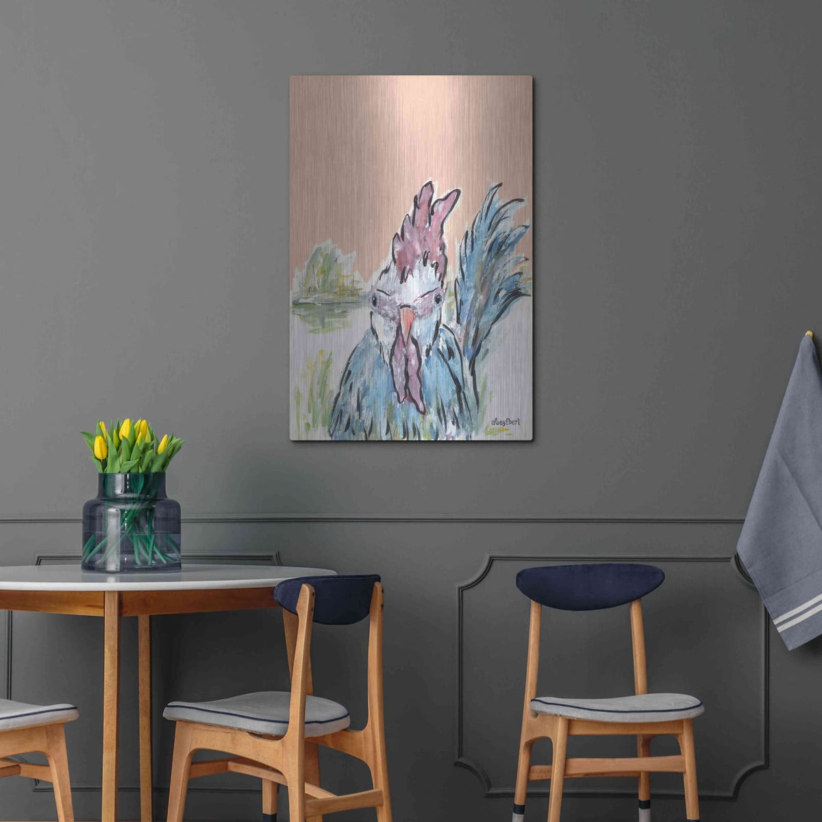 'Cock-A-Doodle-Doo' by Roey Ebert – Metal Wall Art, 24x36 room view