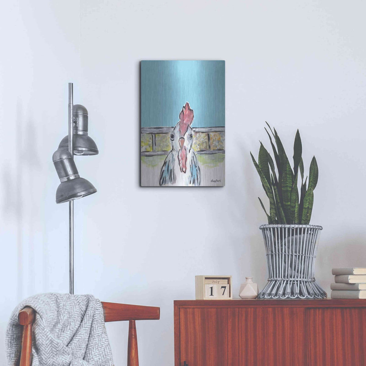 'Cluck Cluck' by Roey Ebert – Metal Wall Art, 16x24 room view