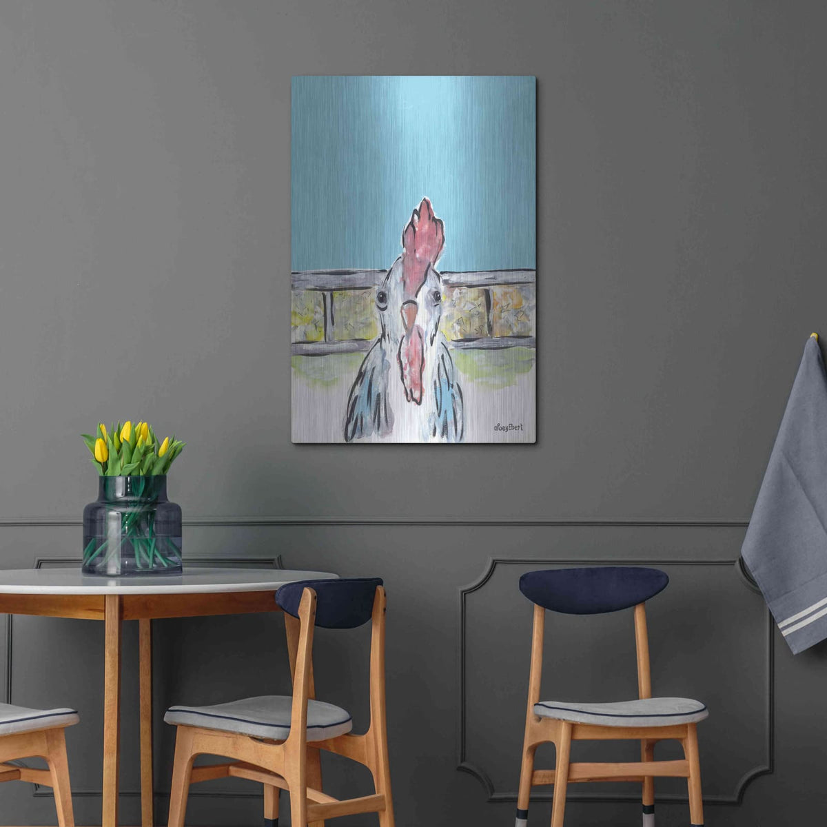 'Cluck Cluck' by Roey Ebert – Metal Wall Art, 24x36 room view