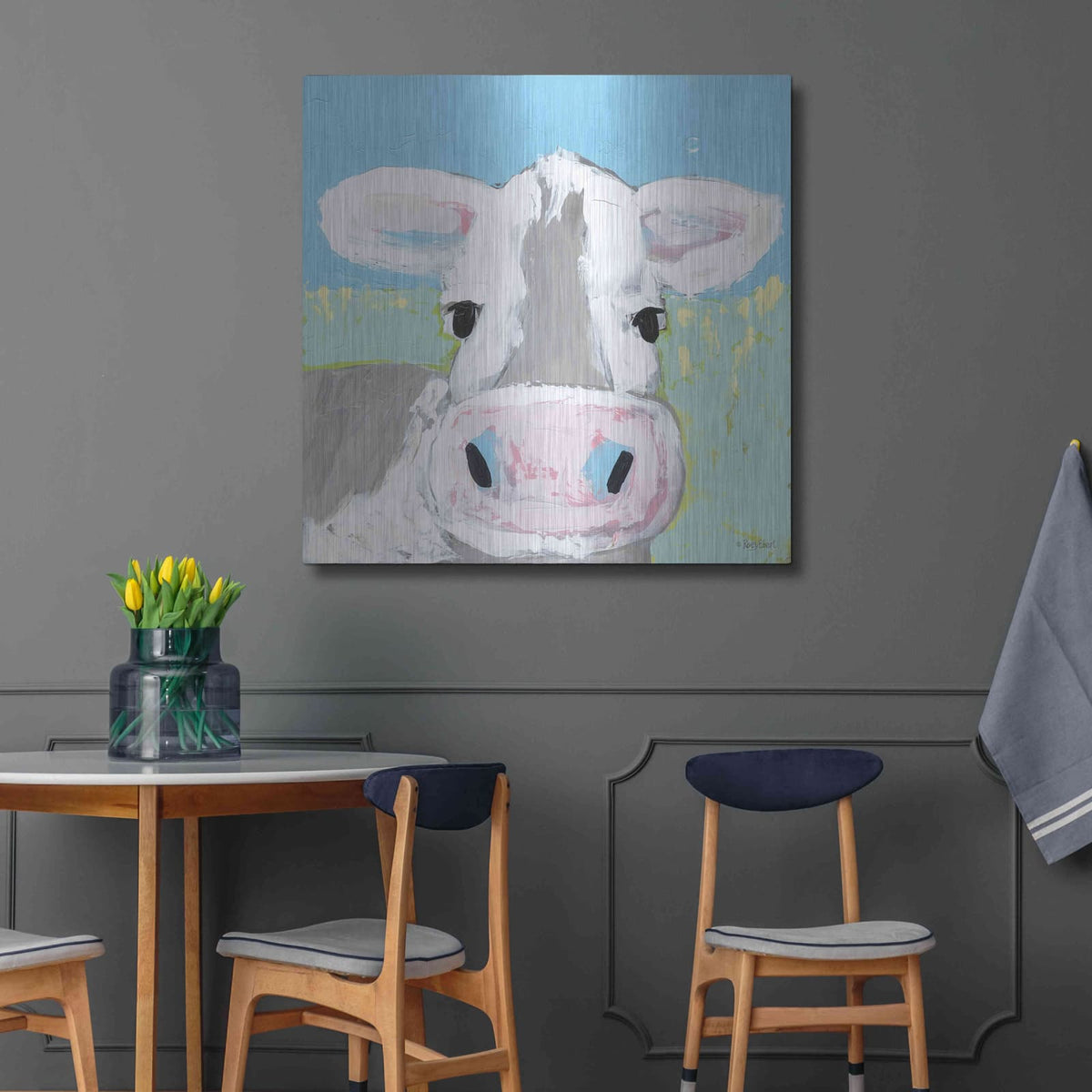 'Moo' by Roey Ebert – Metal Wall Art, 36x36 room view