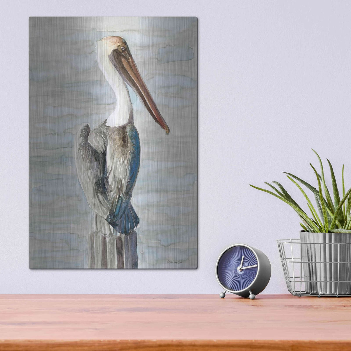 'Brown Pelican 1' by Stellar Design Studio – Metal Wall Art, 12x16 room view