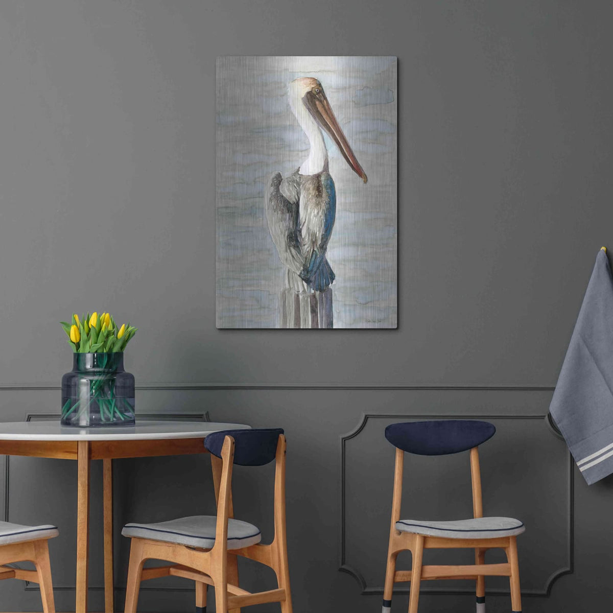 'Brown Pelican 1' by Stellar Design Studio – Metal Wall Art, 24x36 room view
