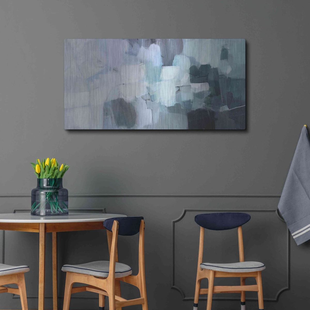 'Blue Deluge II' by Victoria Borges – Metal Wall Art, 48x24 room view