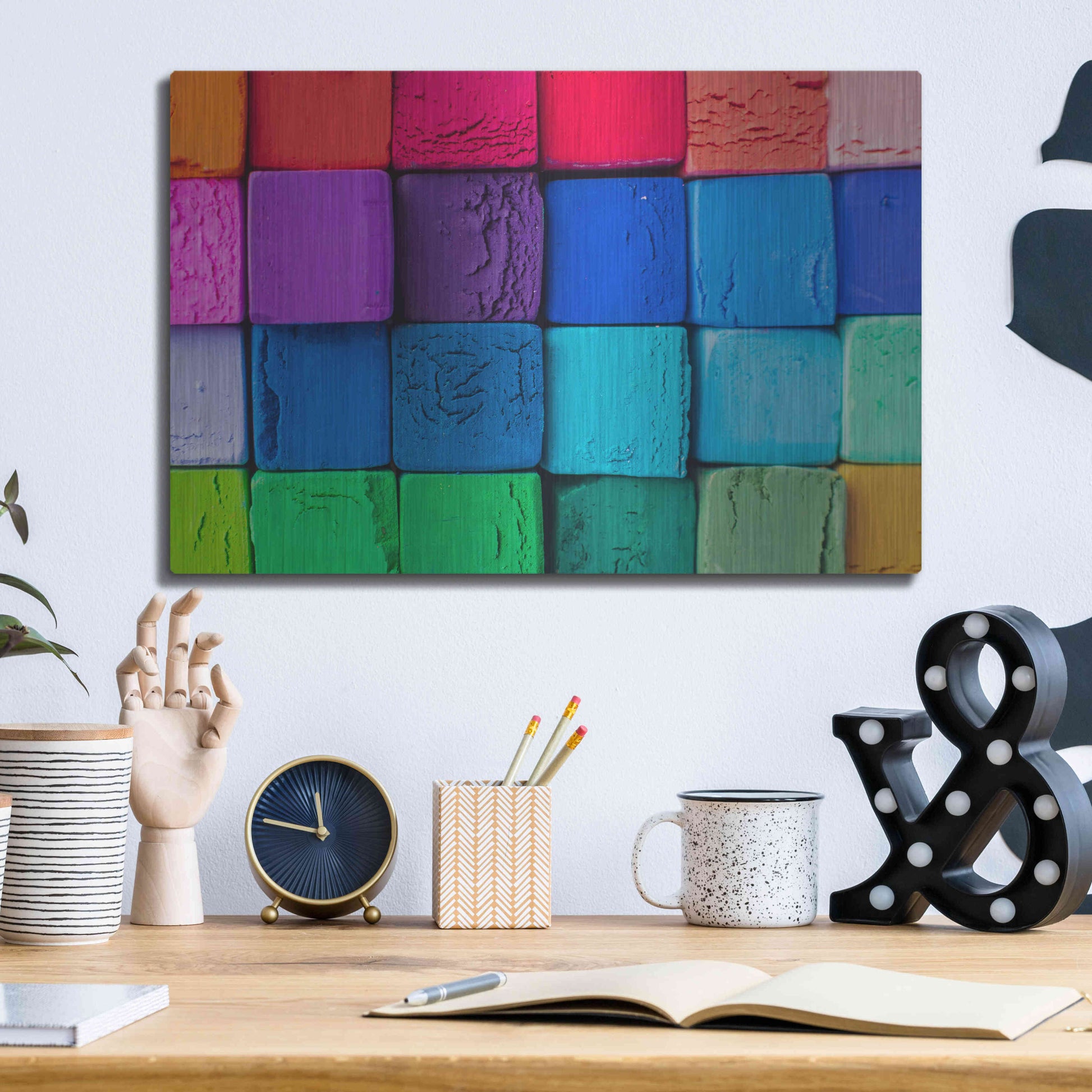 Luxe Metal Art 'Art Blocks' by Epic Portfolio, Metal Wall Art,16x12