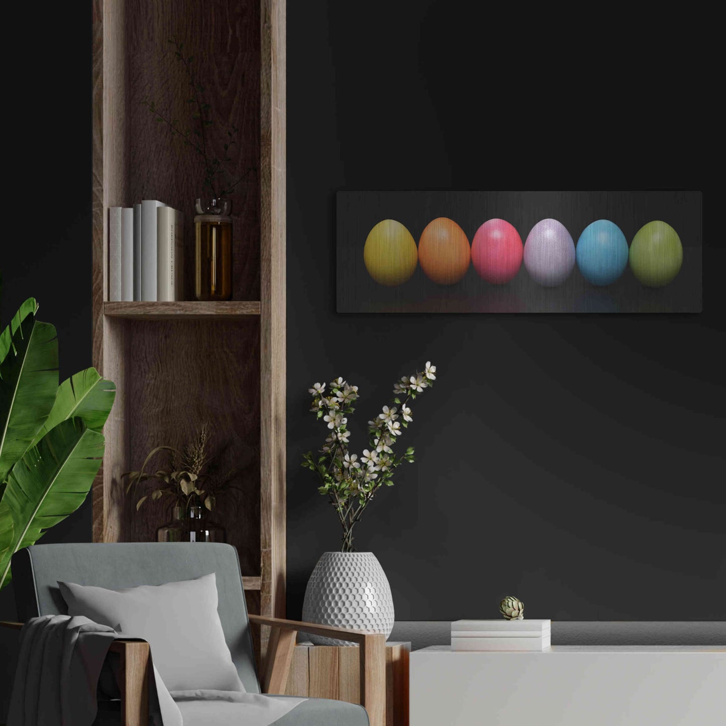 Luxe Metal Art 'Colorful Easter' by Epic Portfolio, Metal Wall Art,36x12