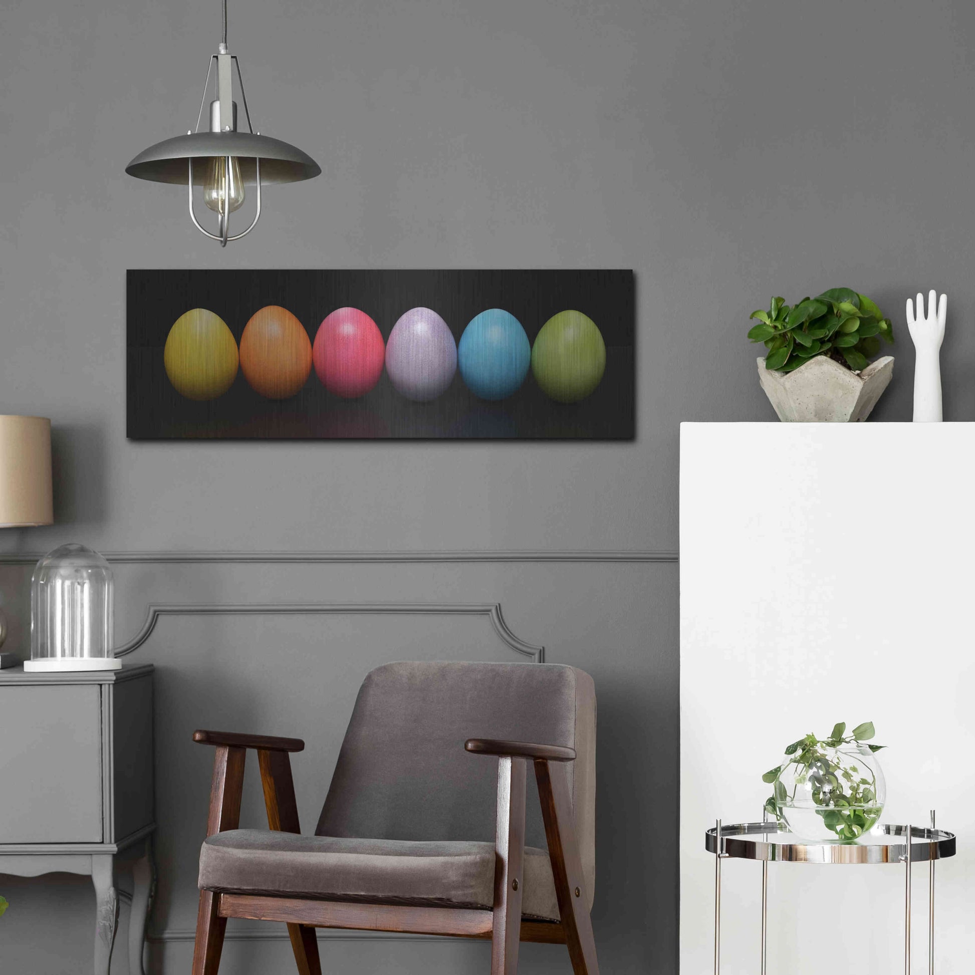 Luxe Metal Art 'Colorful Easter' by Epic Portfolio, Metal Wall Art,36x12