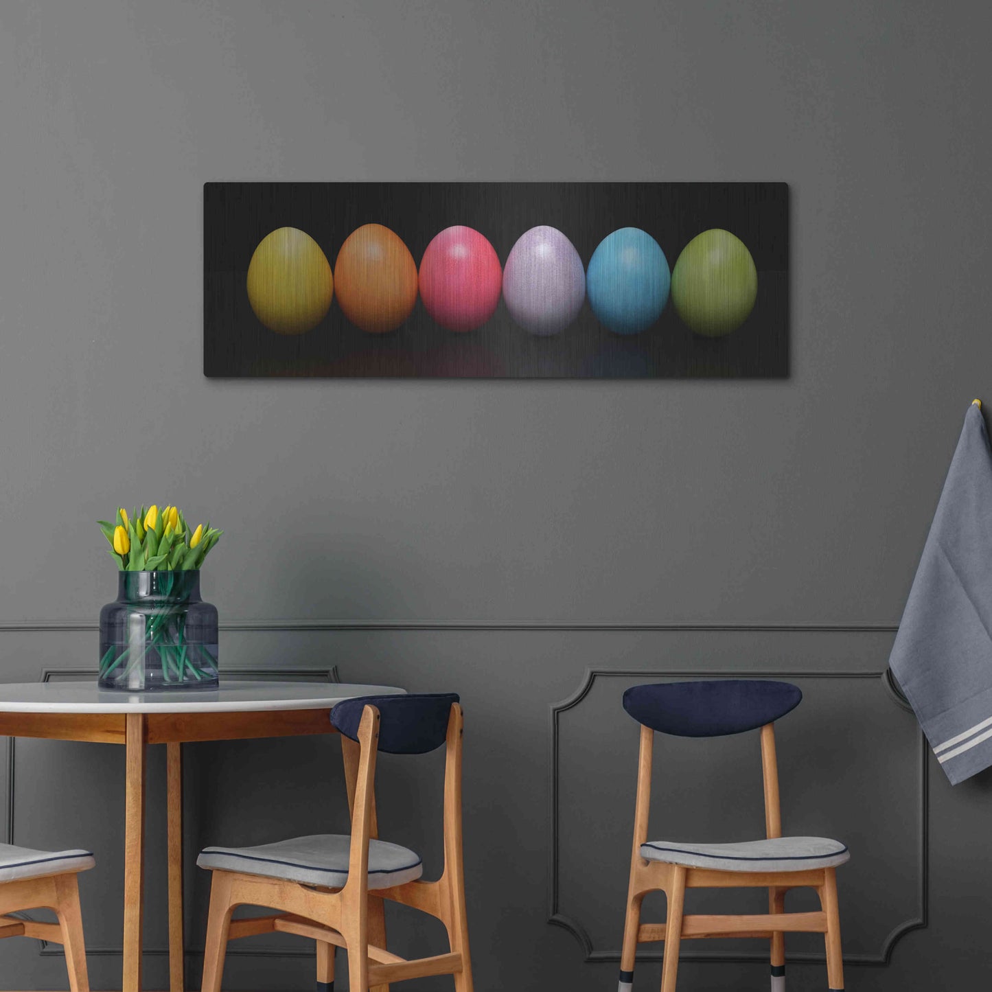 Luxe Metal Art 'Colorful Easter' by Epic Portfolio, Metal Wall Art,48x16