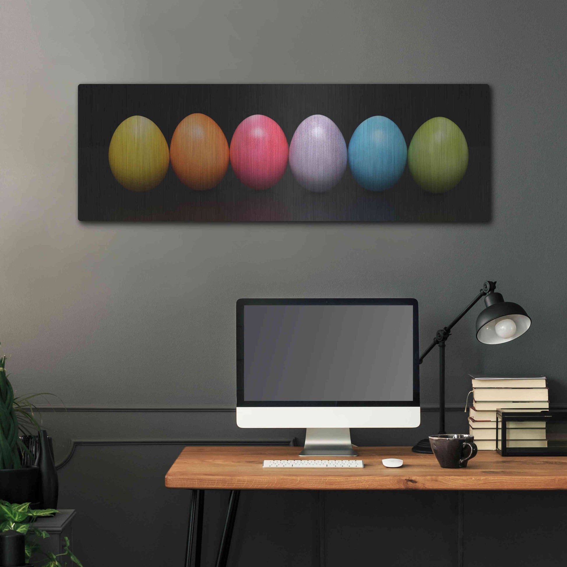 Luxe Metal Art 'Colorful Easter' by Epic Portfolio, Metal Wall Art,48x16