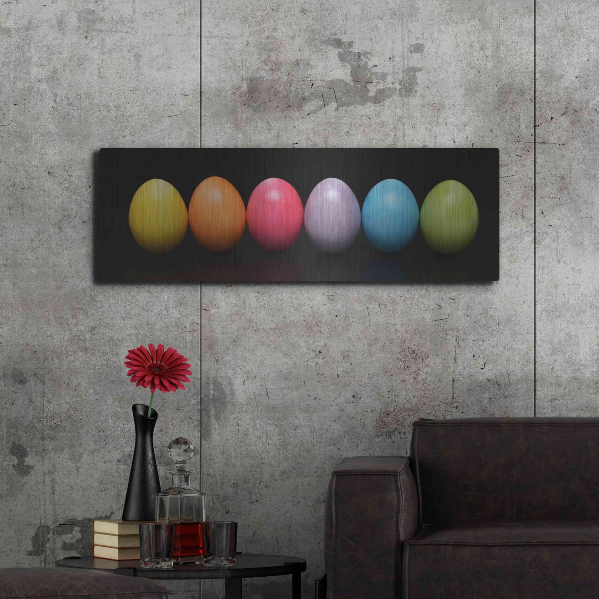 Luxe Metal Art 'Colorful Easter' by Epic Portfolio, Metal Wall Art,48x16