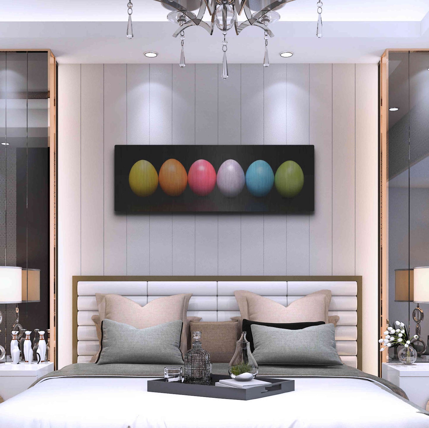 Luxe Metal Art 'Colorful Easter' by Epic Portfolio, Metal Wall Art,48x16