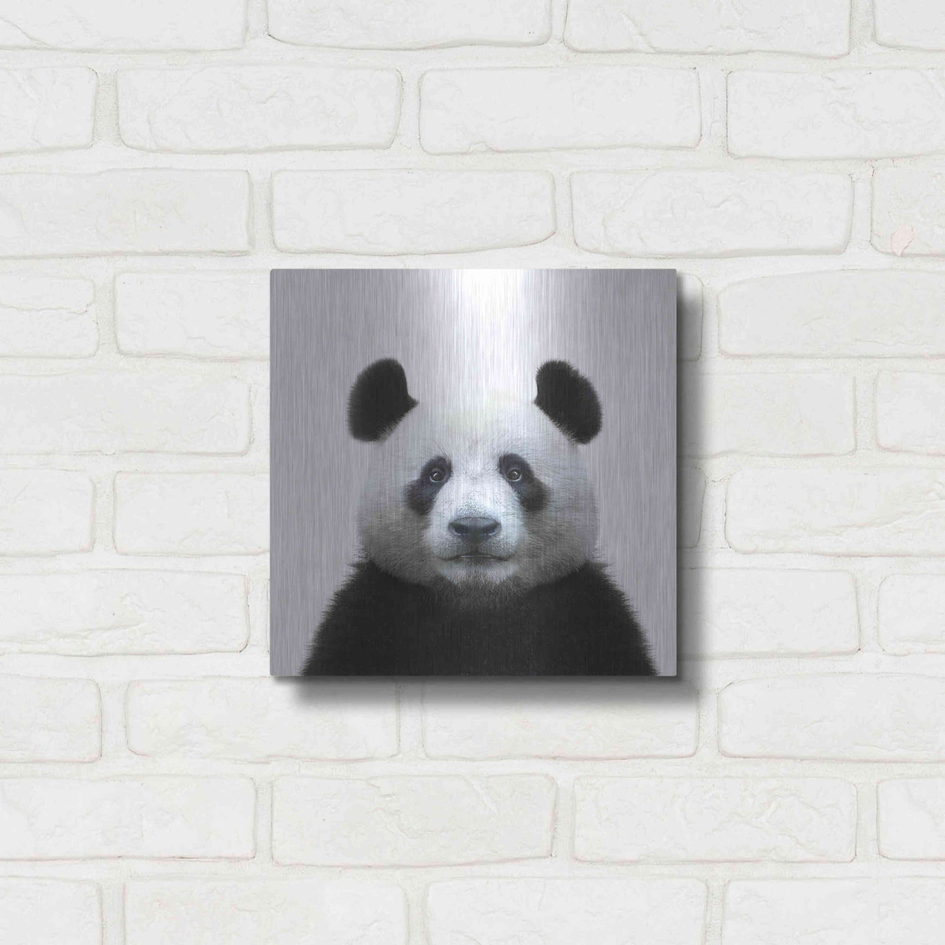 Luxe Metal Art 'Bamboo Bear' by Epic Portfolio Metal Wall Art,12x12