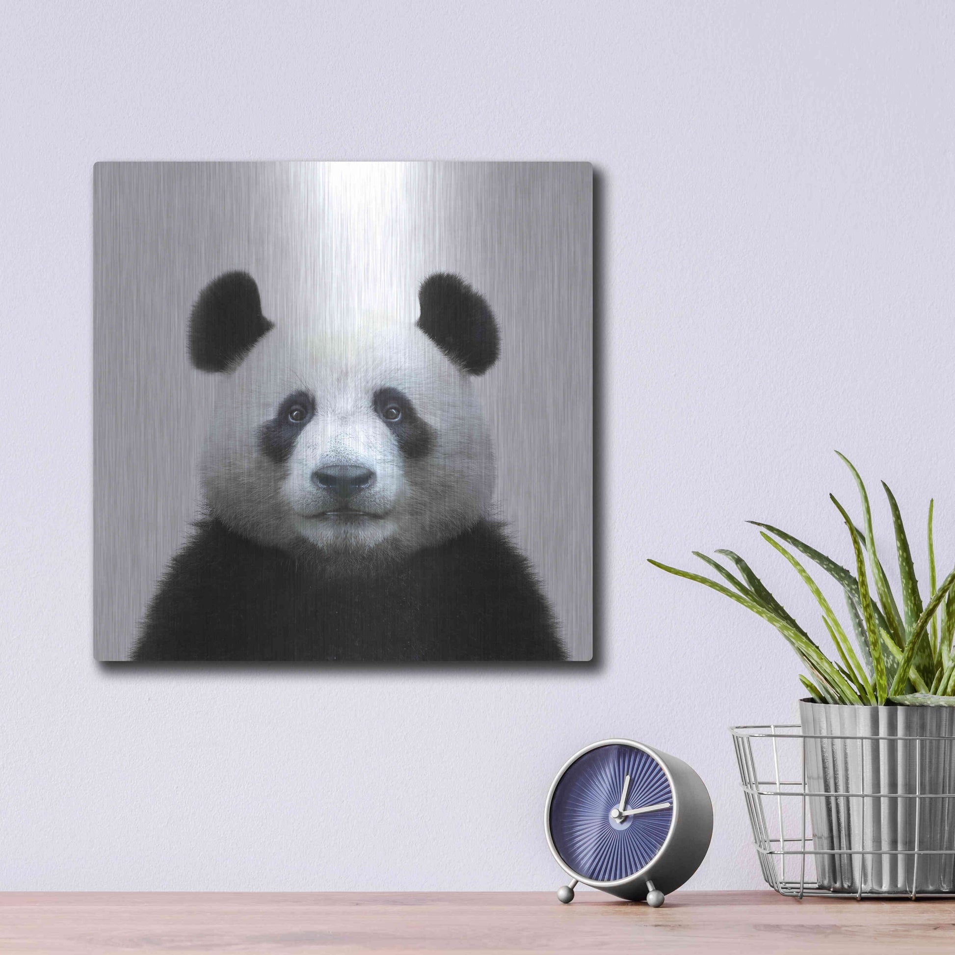Luxe Metal Art 'Bamboo Bear' by Epic Portfolio Metal Wall Art,12x12