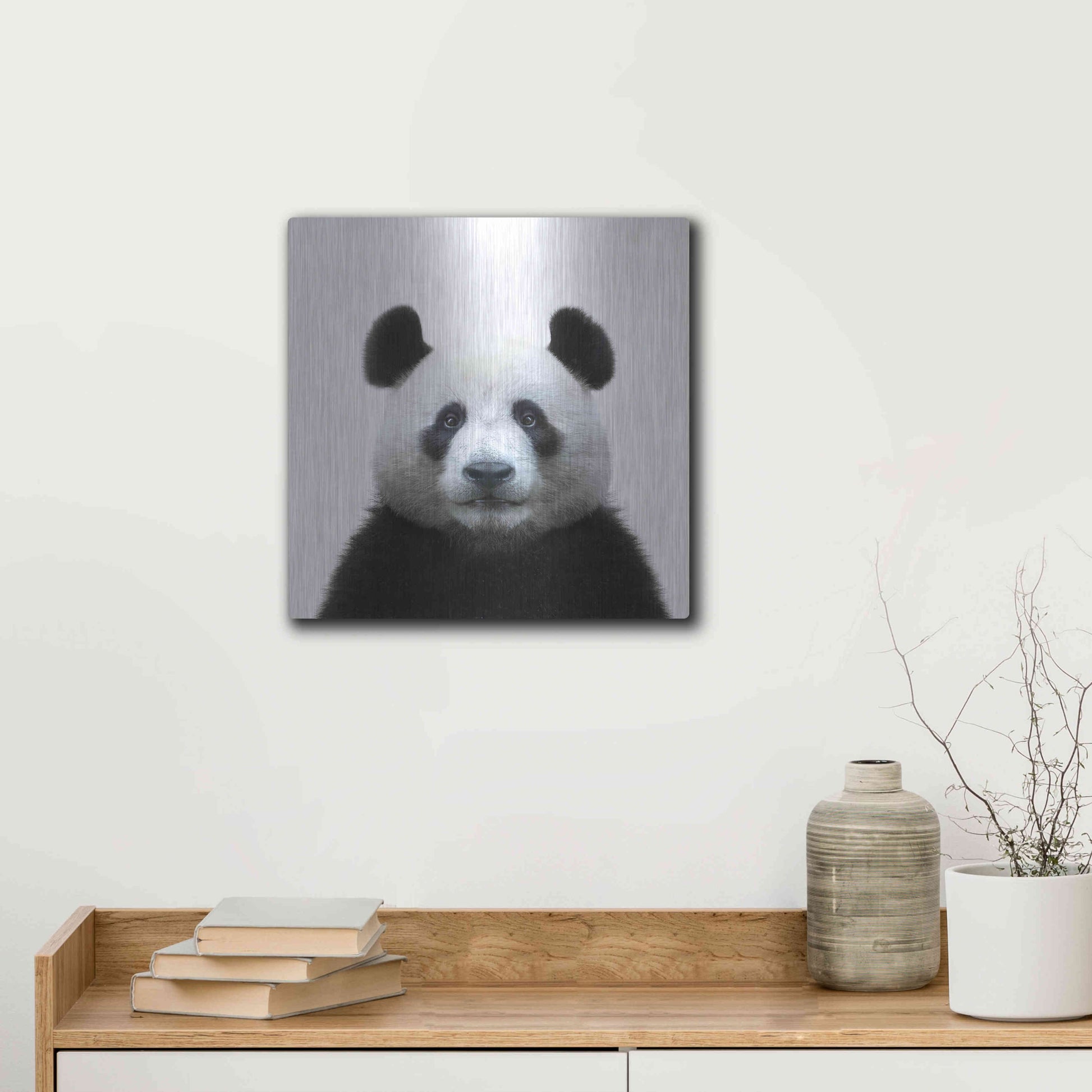 Luxe Metal Art 'Bamboo Bear' by Epic Portfolio Metal Wall Art,12x12