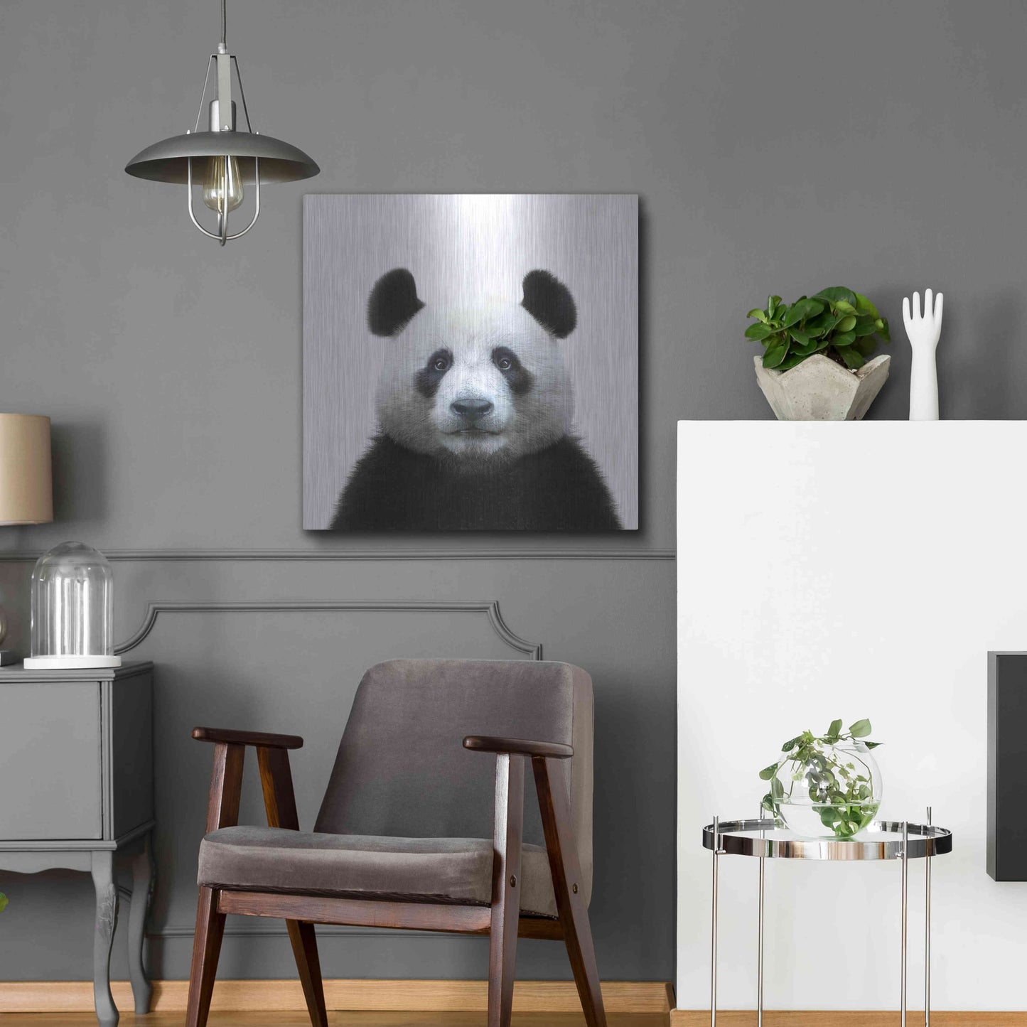 Luxe Metal Art 'Bamboo Bear' by Epic Portfolio Metal Wall Art,24x24
