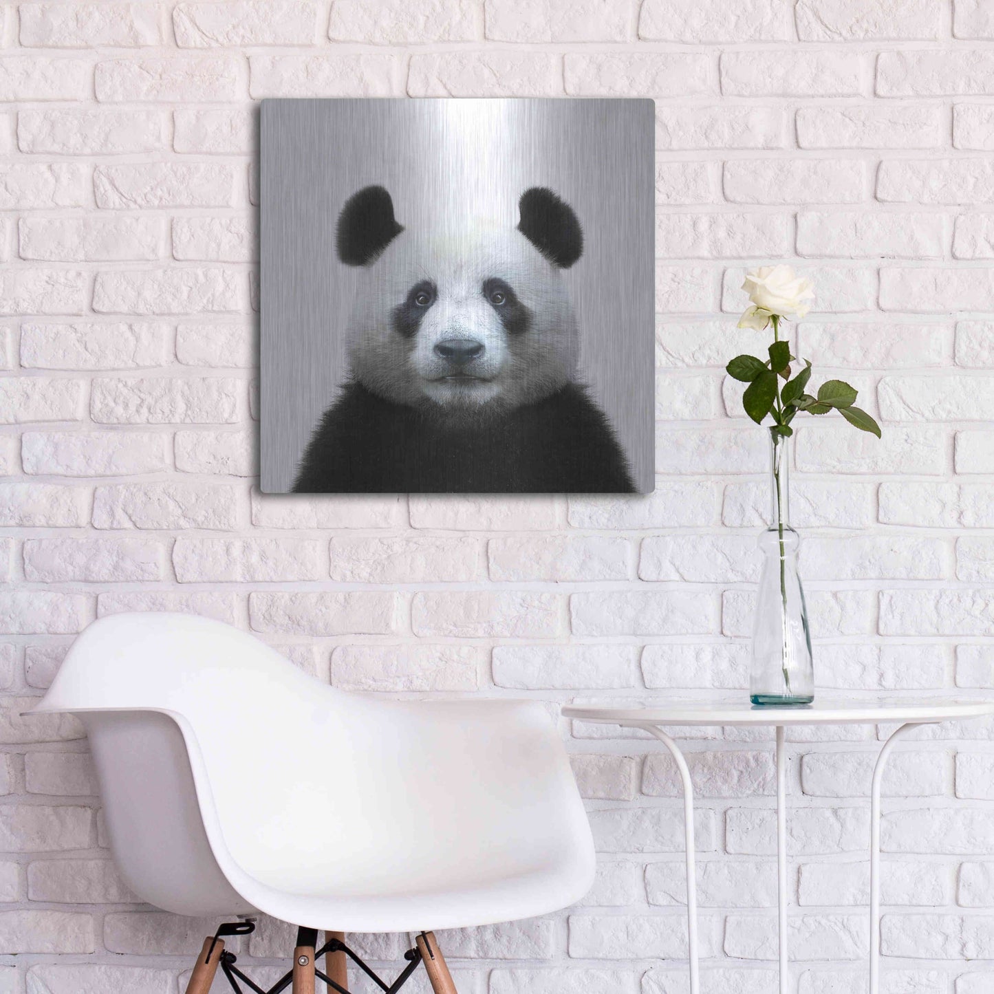 Luxe Metal Art 'Bamboo Bear' by Epic Portfolio Metal Wall Art,24x24