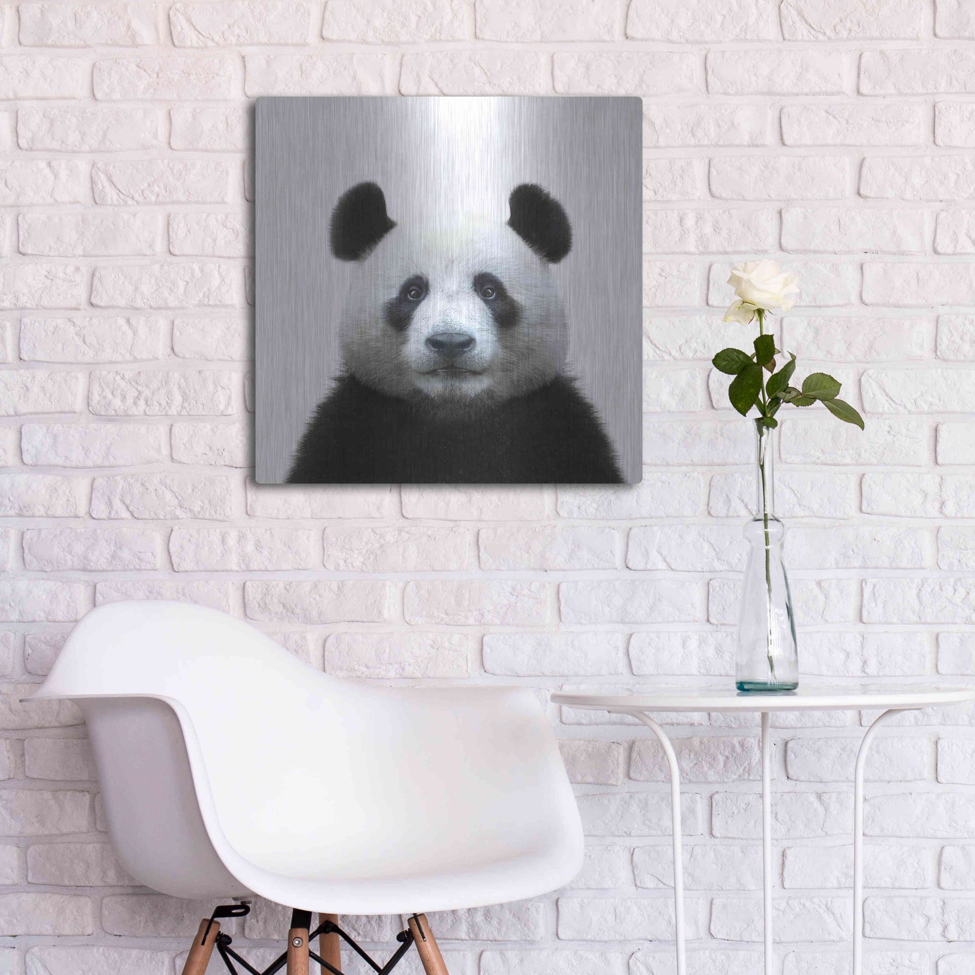 Luxe Metal Art 'Bamboo Bear' by Epic Portfolio Metal Wall Art,24x24