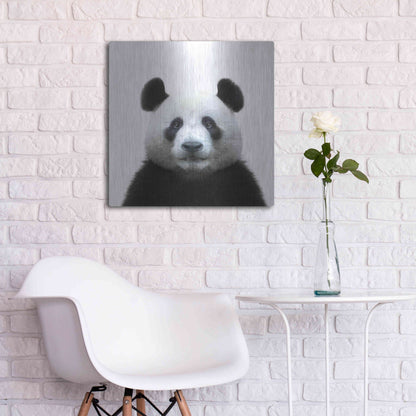 Luxe Metal Art 'Bamboo Bear' by Epic Portfolio Metal Wall Art,24x24