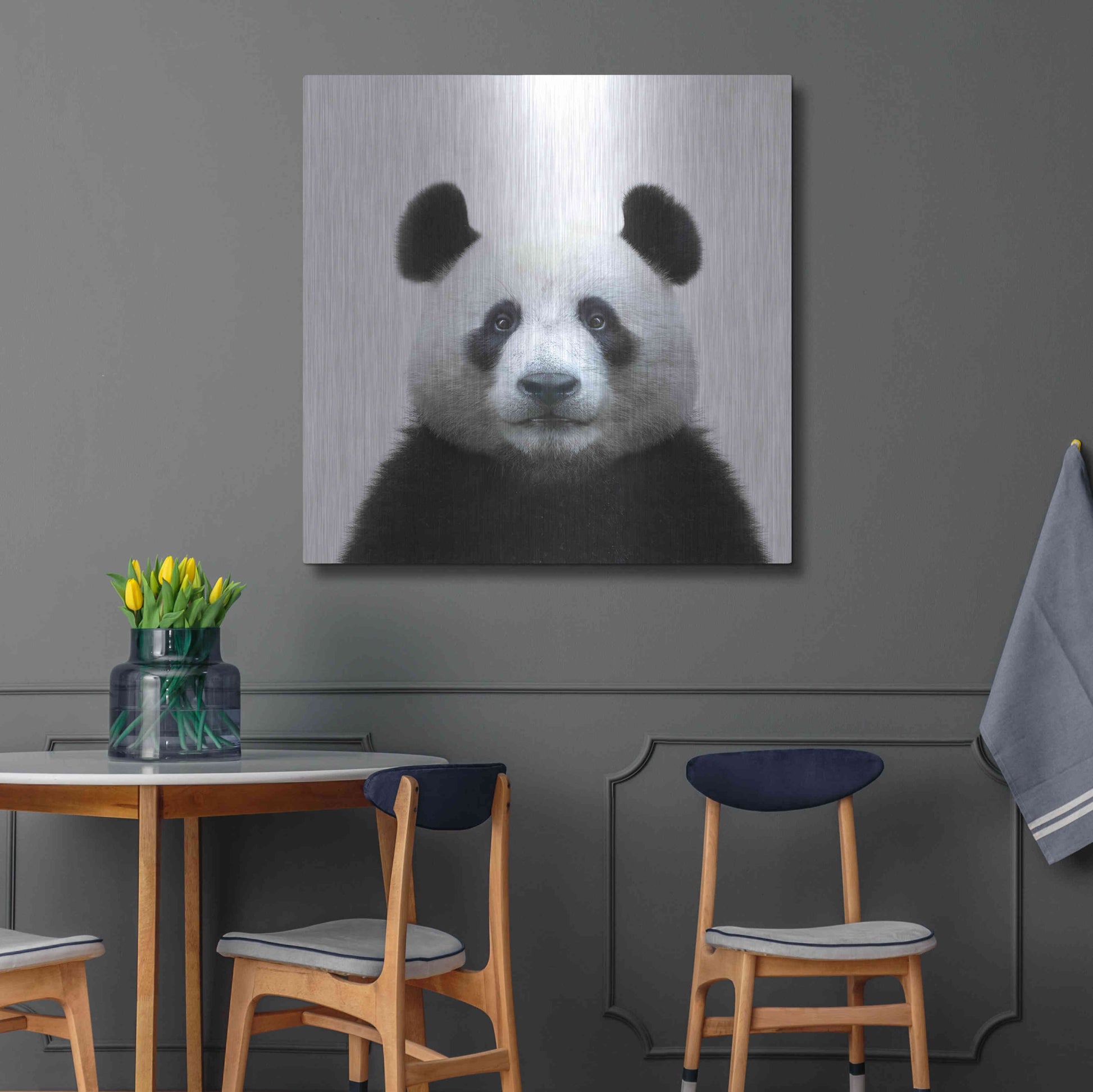 Luxe Metal Art 'Bamboo Bear' by Epic Portfolio Metal Wall Art,36x36