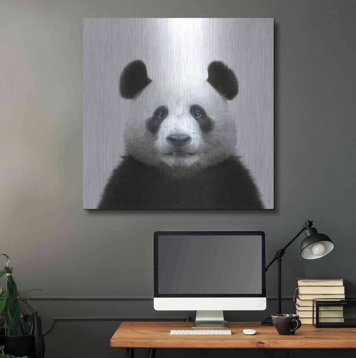 Luxe Metal Art 'Bamboo Bear' by Epic Portfolio Metal Wall Art,36x36