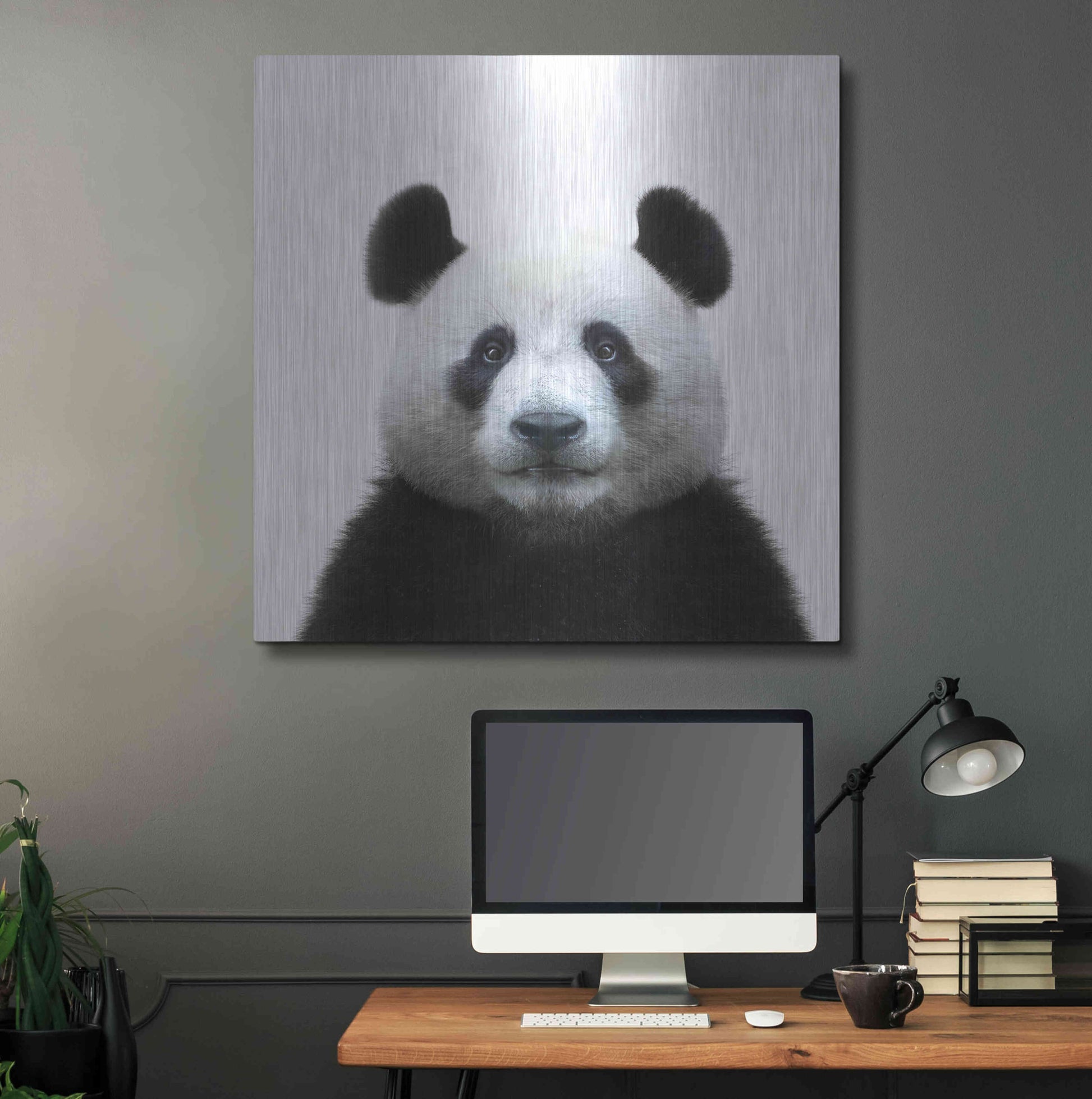 Luxe Metal Art 'Bamboo Bear' by Epic Portfolio Metal Wall Art,36x36