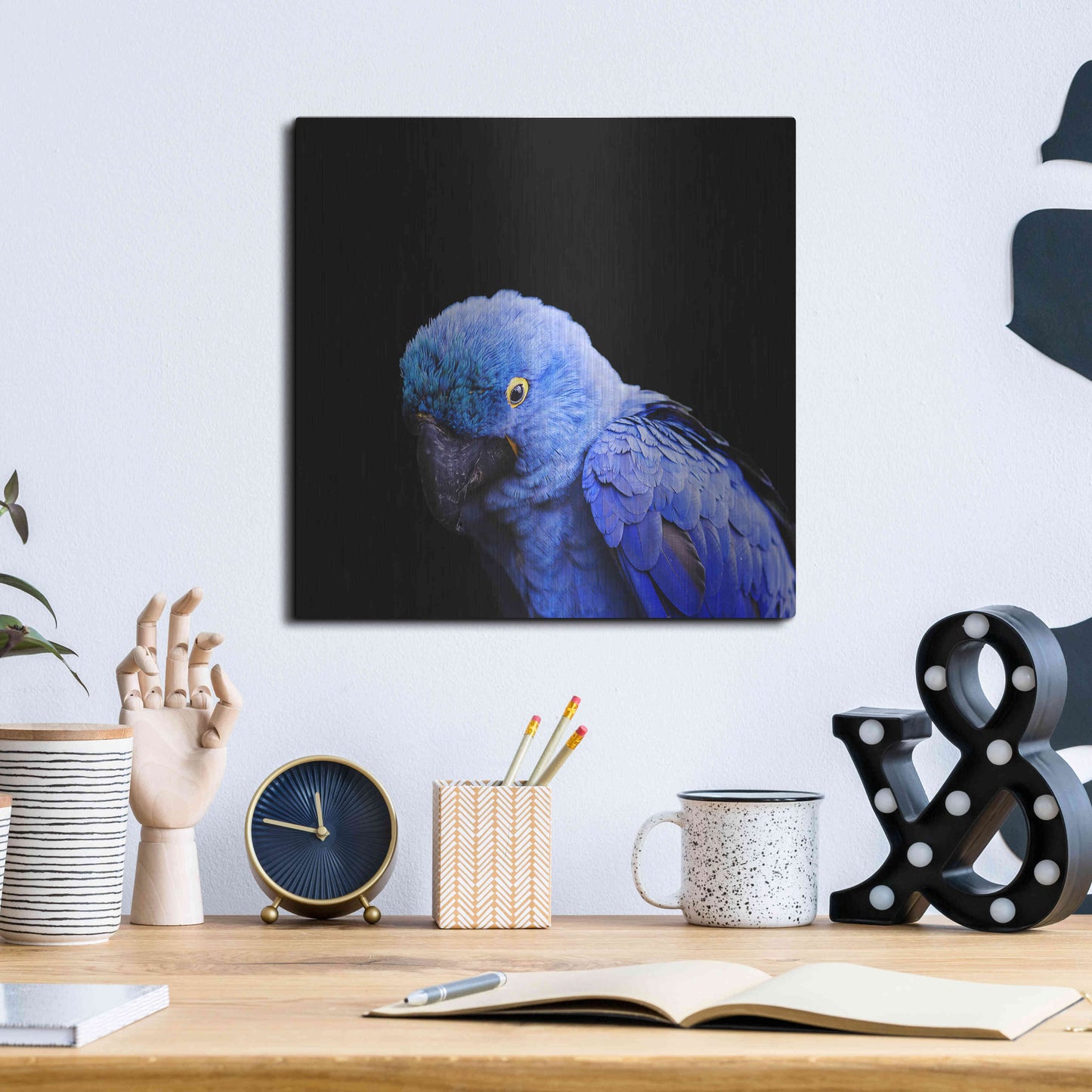 Luxe Metal Art 'Blue Quill' by Epic Portfolio Metal Wall Art,12x12