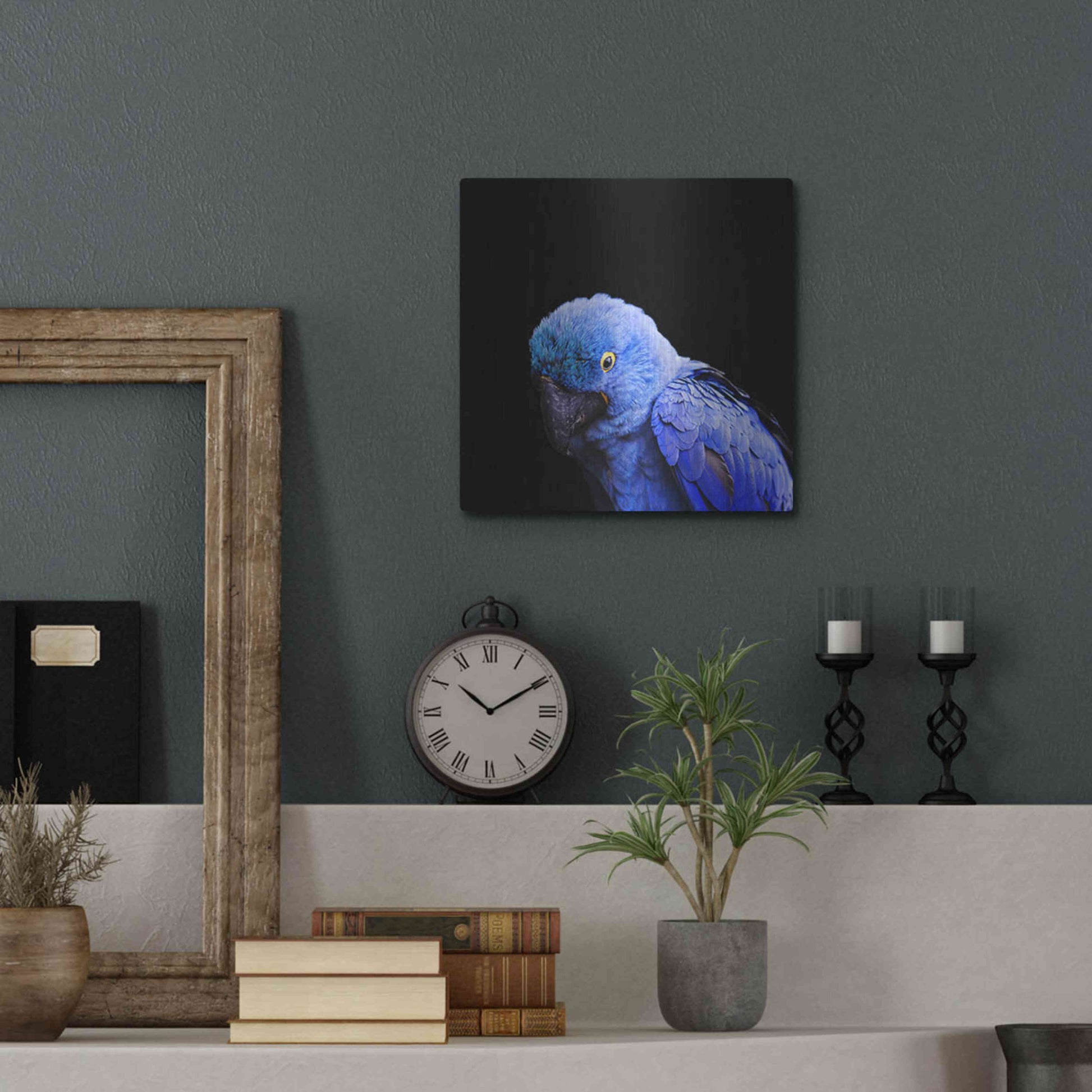 Luxe Metal Art 'Blue Quill' by Epic Portfolio Metal Wall Art,12x12