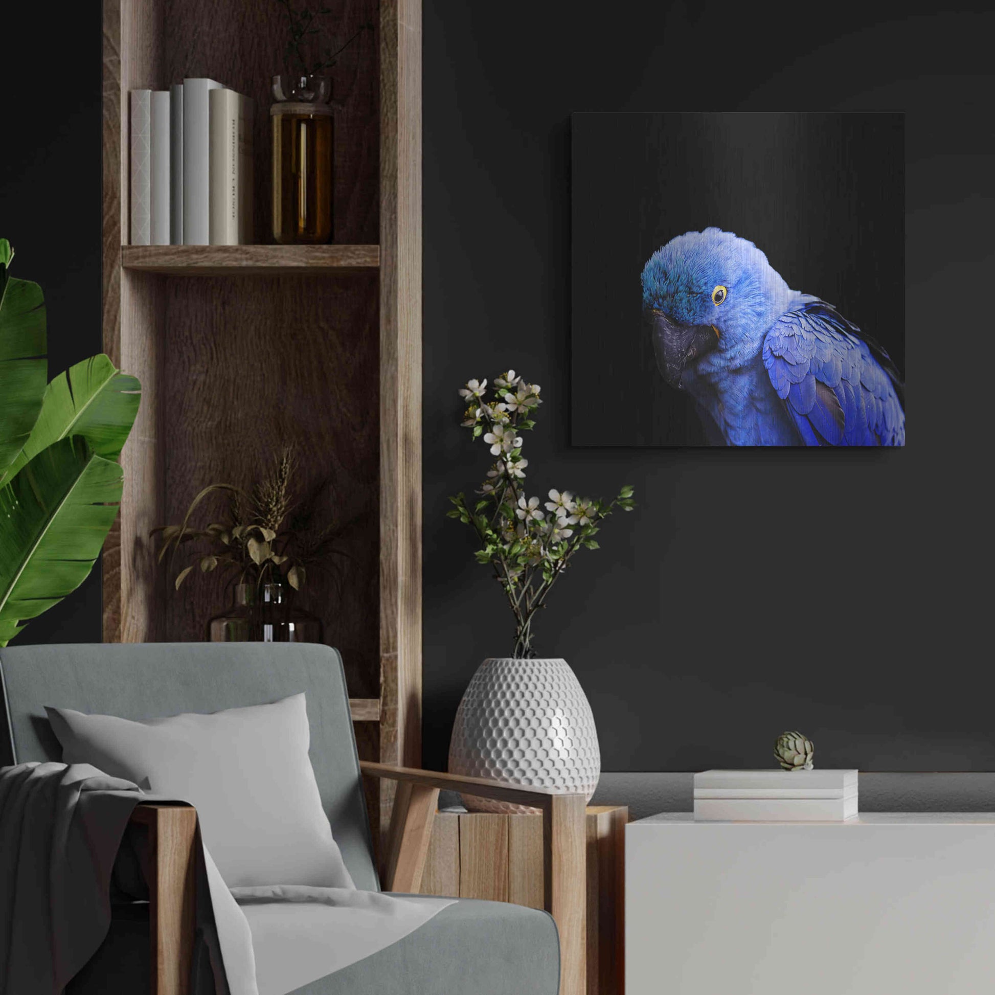 Luxe Metal Art 'Blue Quill' by Epic Portfolio Metal Wall Art,24x24