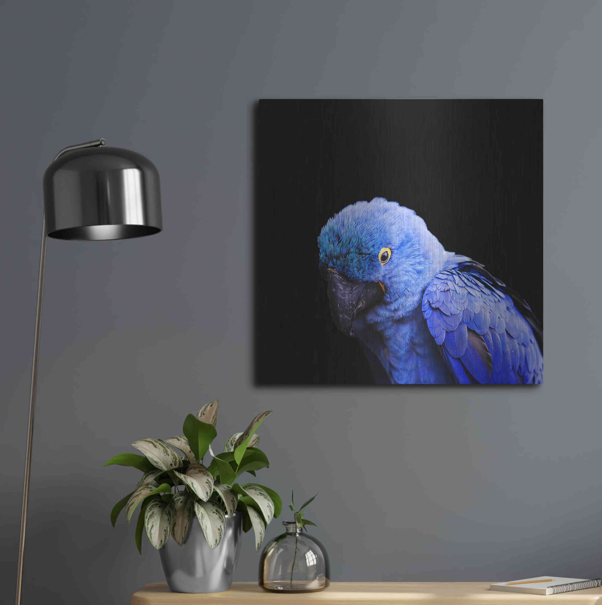 Luxe Metal Art 'Blue Quill' by Epic Portfolio Metal Wall Art,24x24