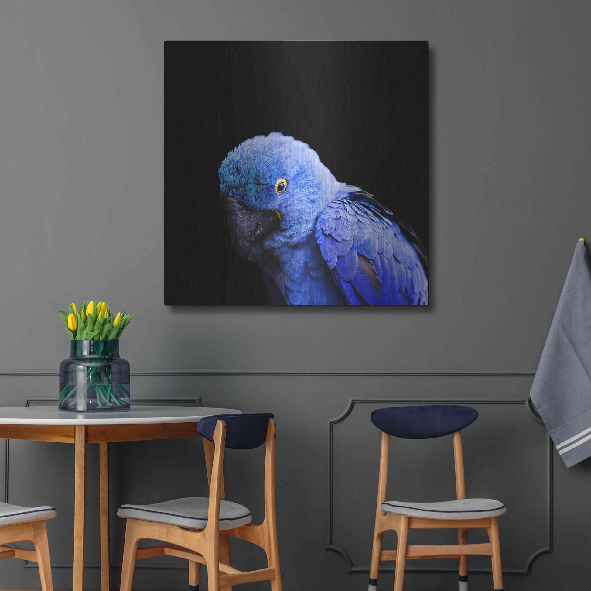 Luxe Metal Art 'Blue Quill' by Epic Portfolio Metal Wall Art,36x36