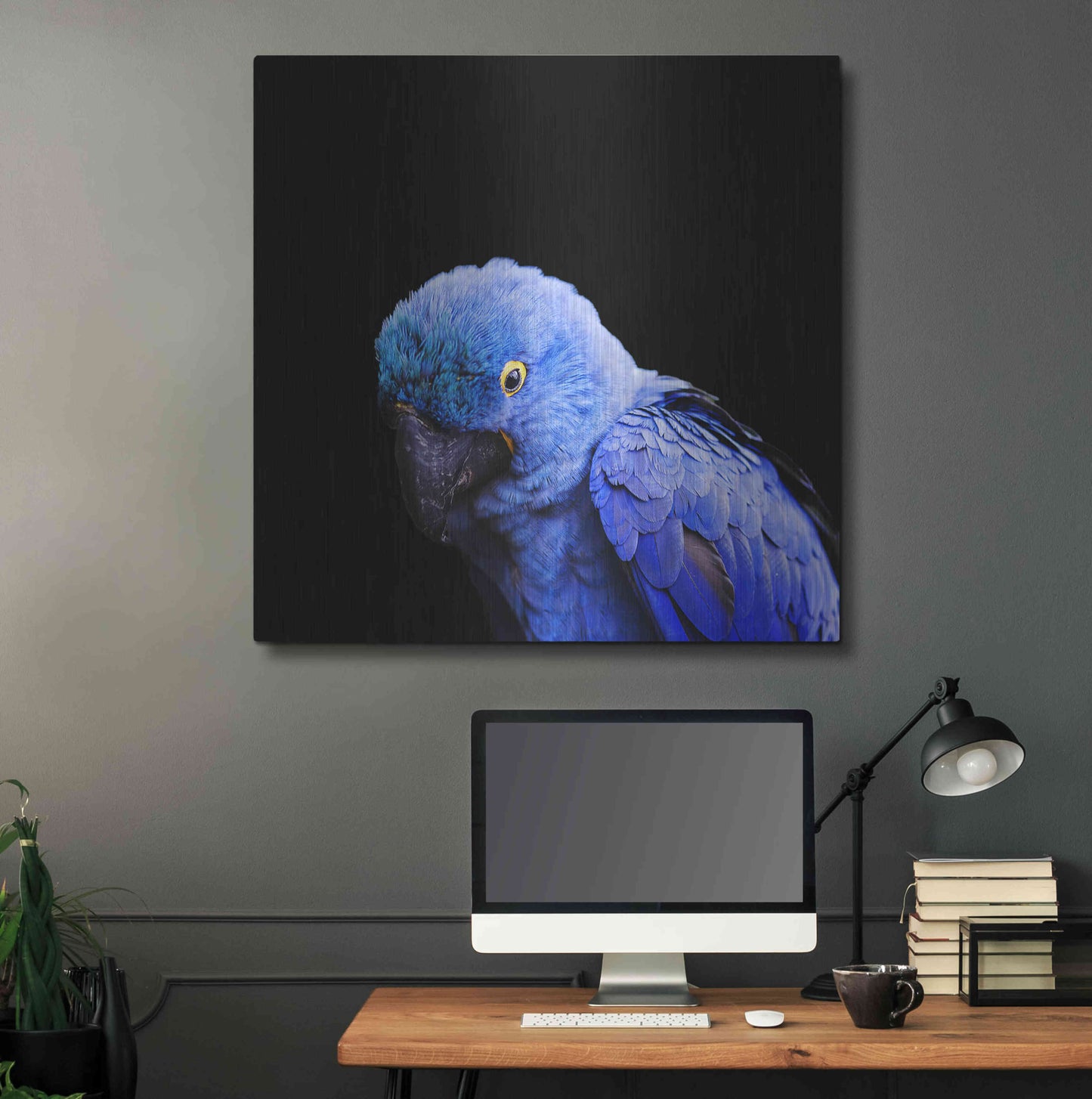 Luxe Metal Art 'Blue Quill' by Epic Portfolio Metal Wall Art,36x36