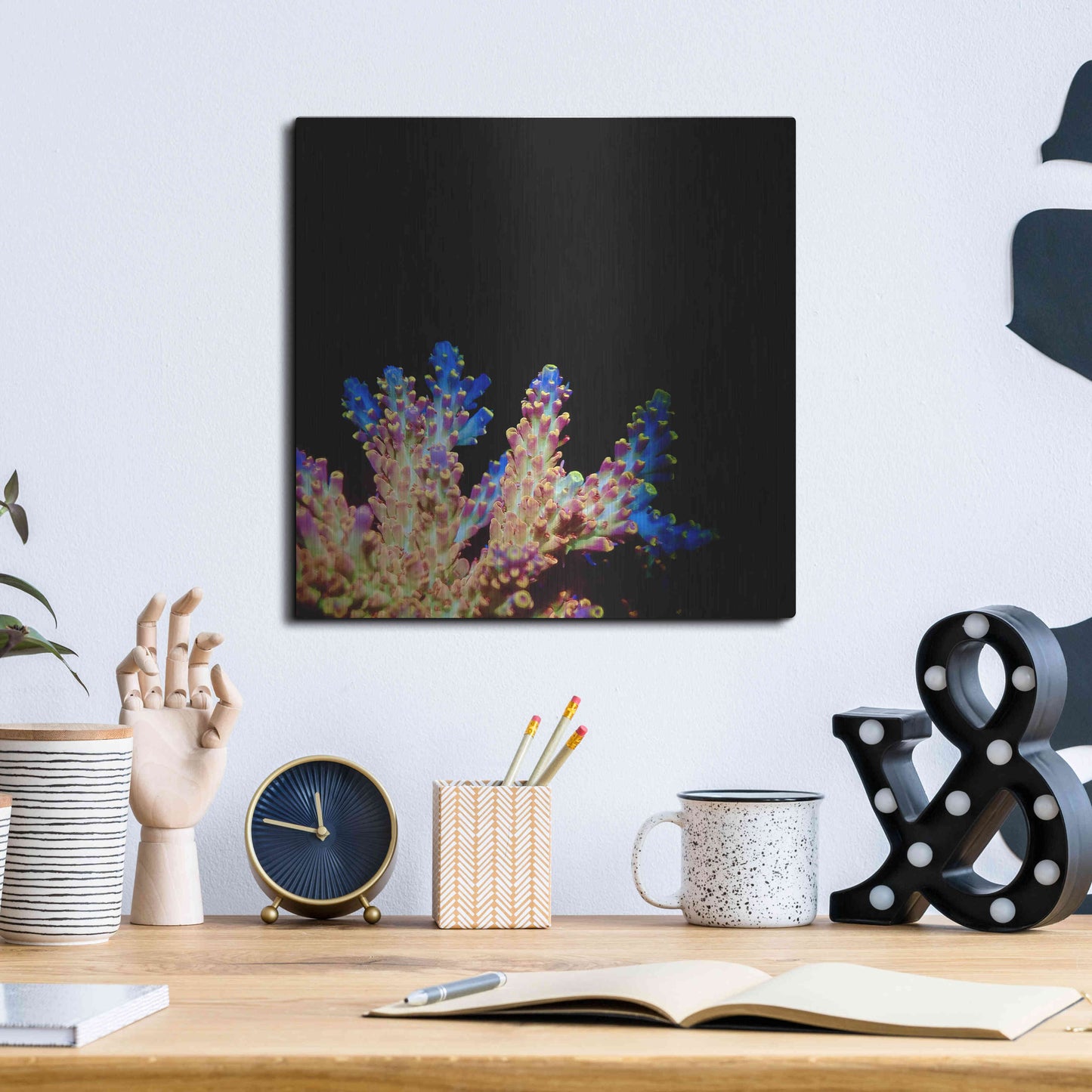 Luxe Metal Art 'Coral Reef' by Epic Portfolio Metal Wall Art,12x12