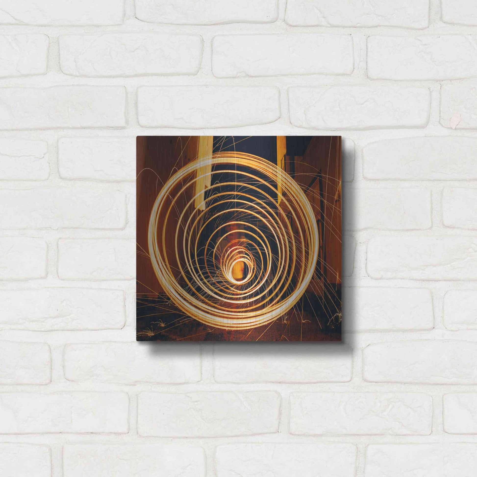 Luxe Metal Art 'Fiery Vortex' by Epic Portfolio Metal Wall Art,12x12