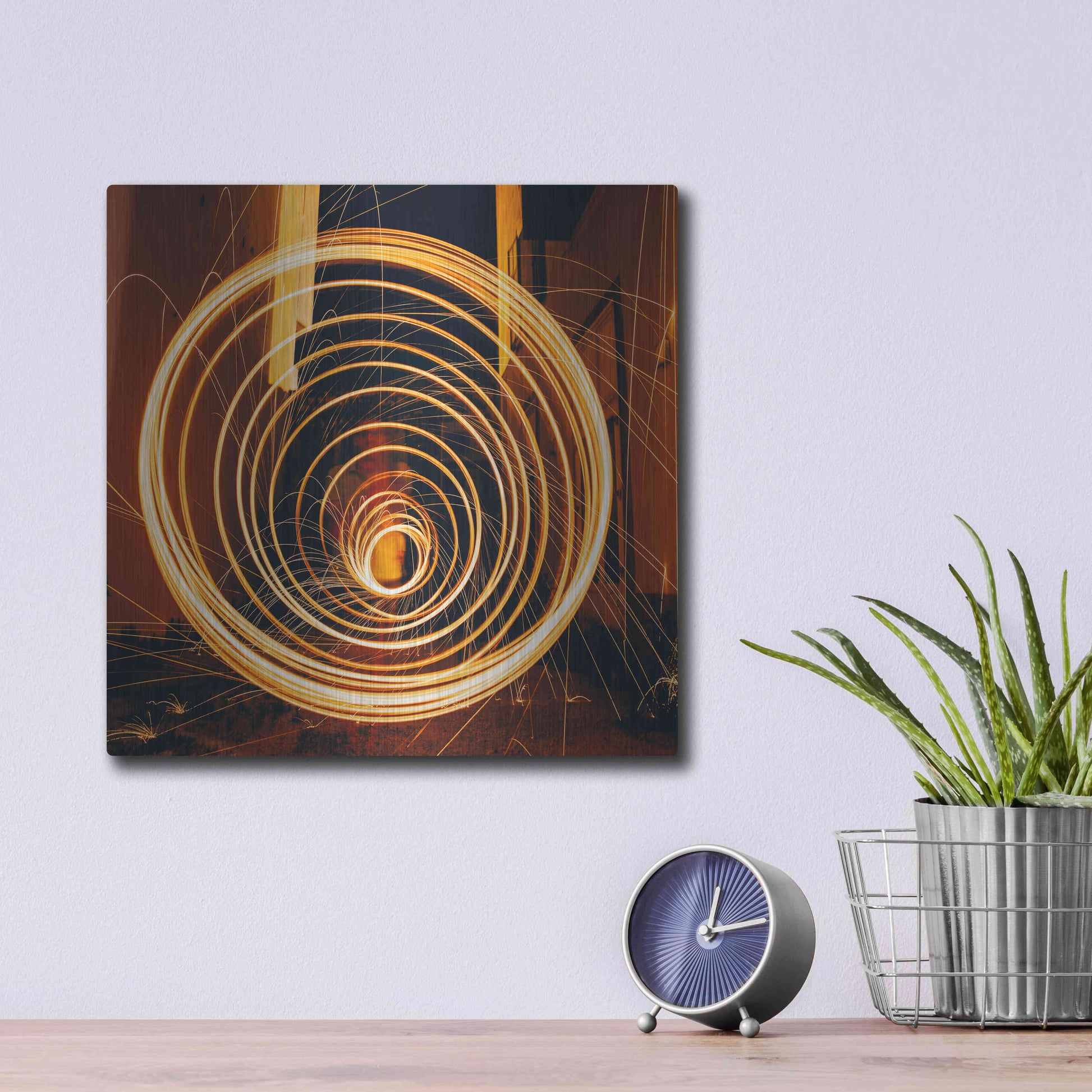 Luxe Metal Art 'Fiery Vortex' by Epic Portfolio Metal Wall Art,12x12