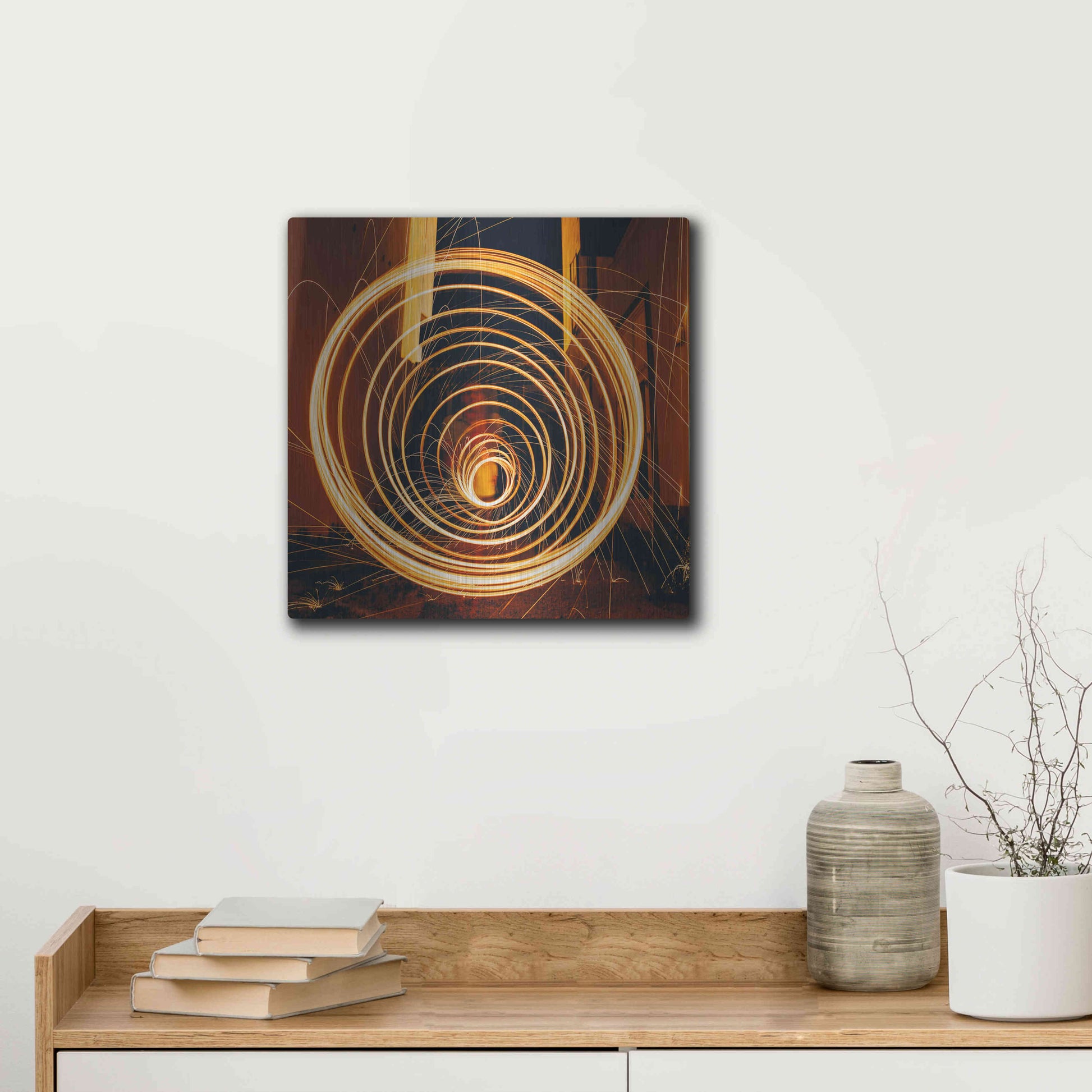 Luxe Metal Art 'Fiery Vortex' by Epic Portfolio Metal Wall Art,12x12