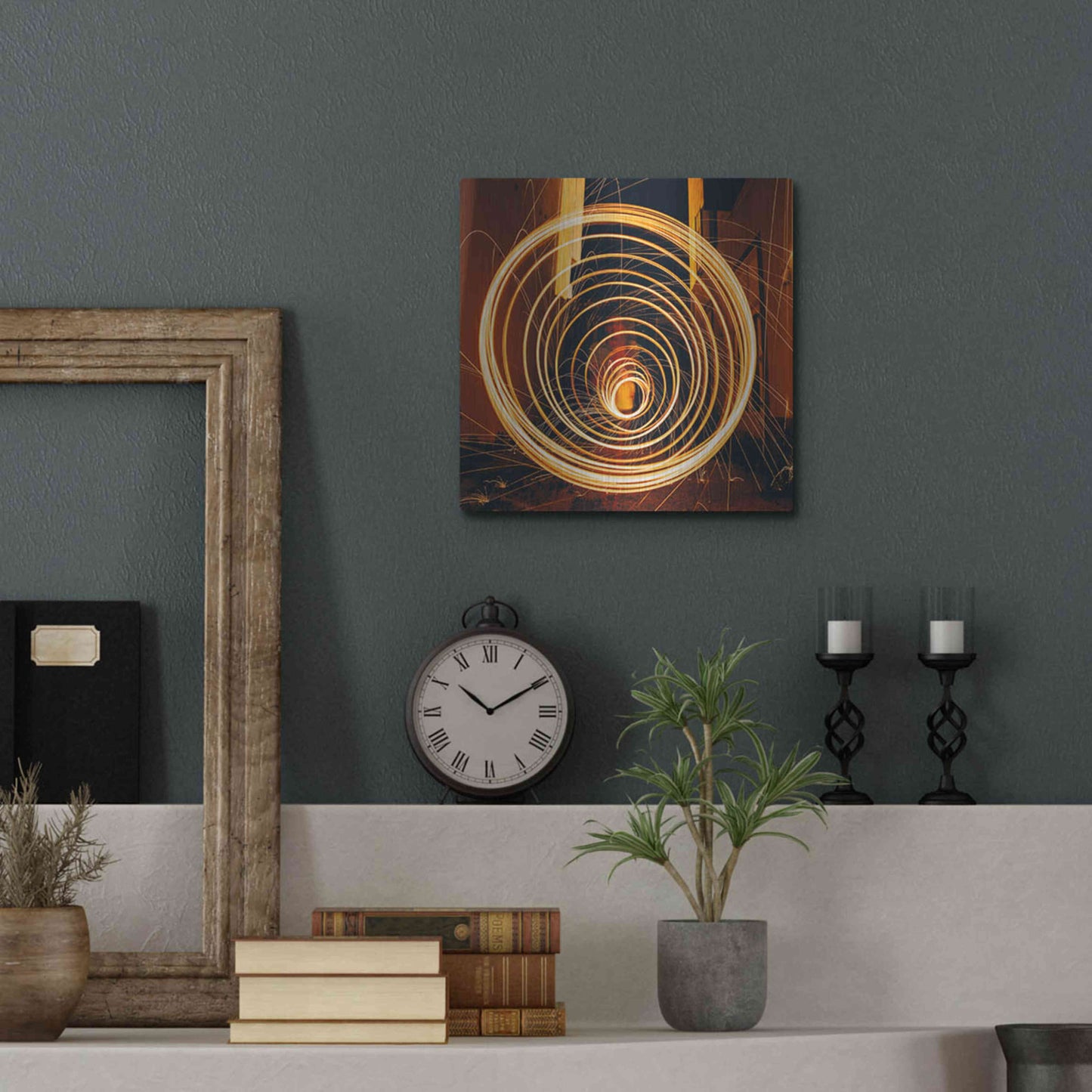 Luxe Metal Art 'Fiery Vortex' by Epic Portfolio Metal Wall Art,12x12