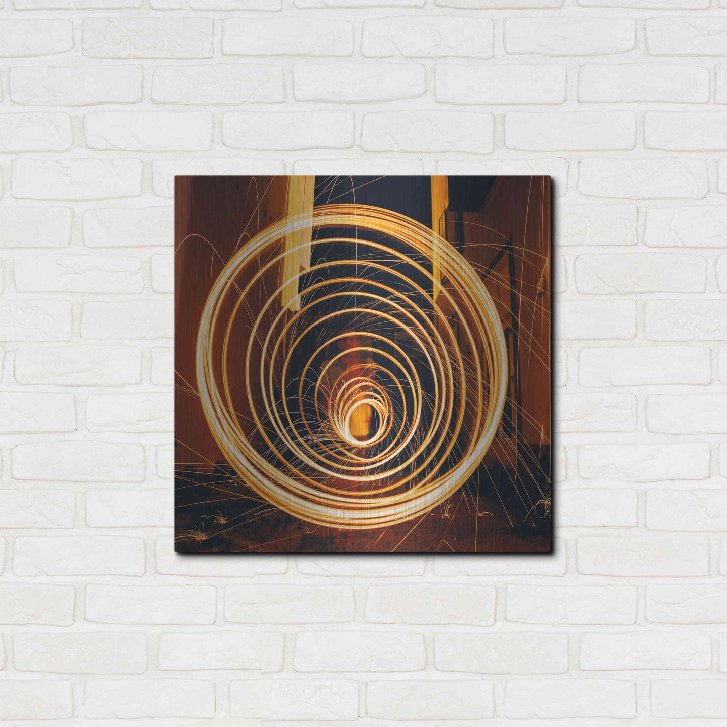 Luxe Metal Art 'Fiery Vortex' by Epic Portfolio Metal Wall Art,24x24