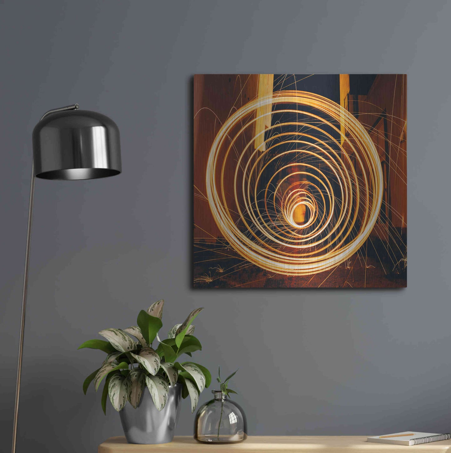 Luxe Metal Art 'Fiery Vortex' by Epic Portfolio Metal Wall Art,24x24
