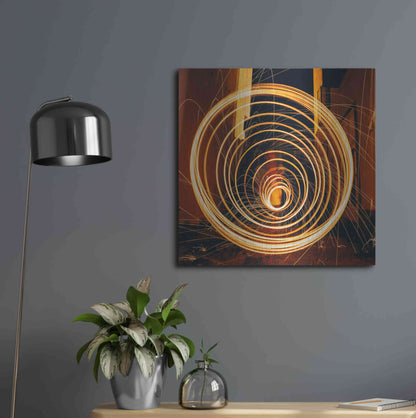 Luxe Metal Art 'Fiery Vortex' by Epic Portfolio Metal Wall Art,24x24