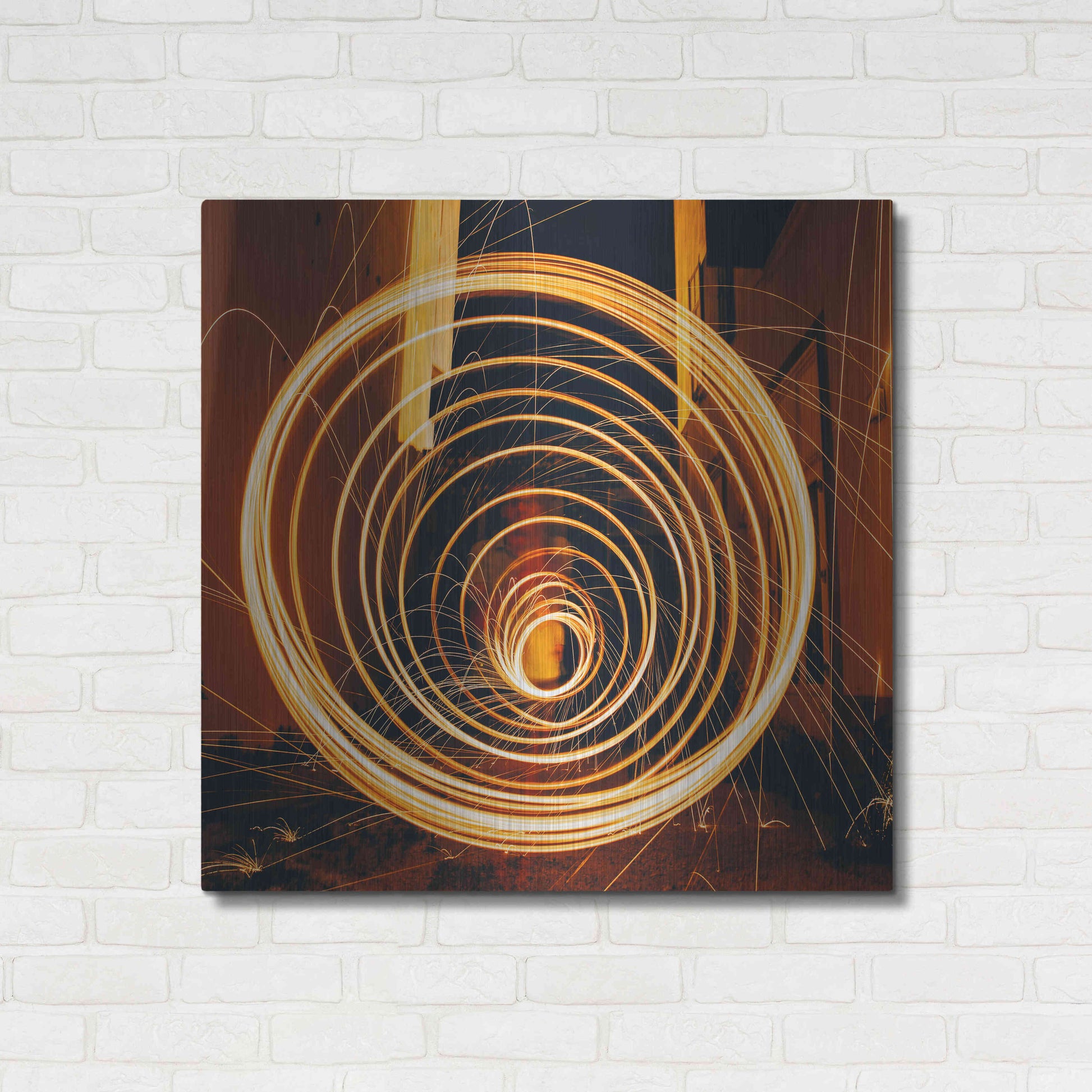Luxe Metal Art 'Fiery Vortex' by Epic Portfolio Metal Wall Art,36x36