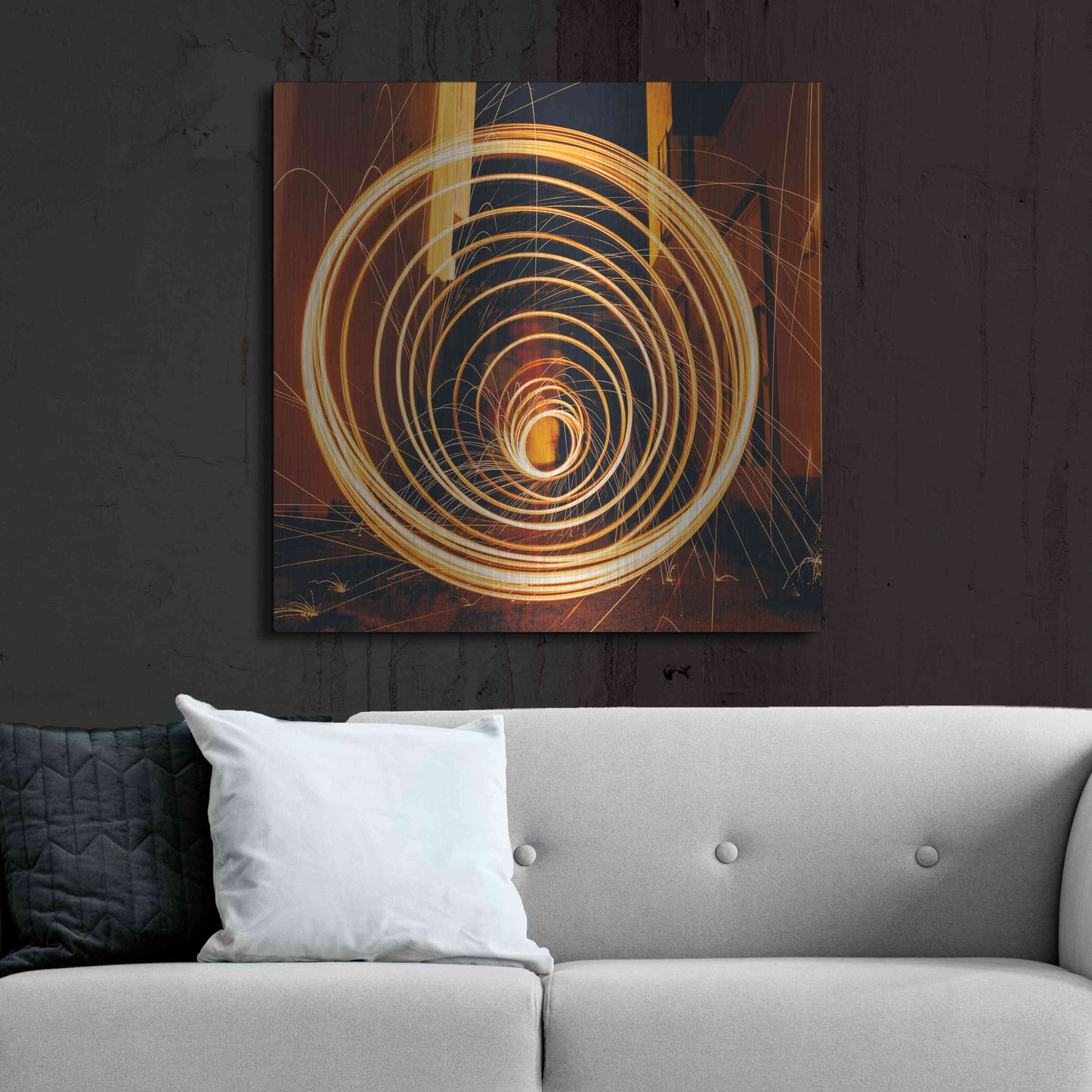 Luxe Metal Art 'Fiery Vortex' by Epic Portfolio Metal Wall Art,36x36