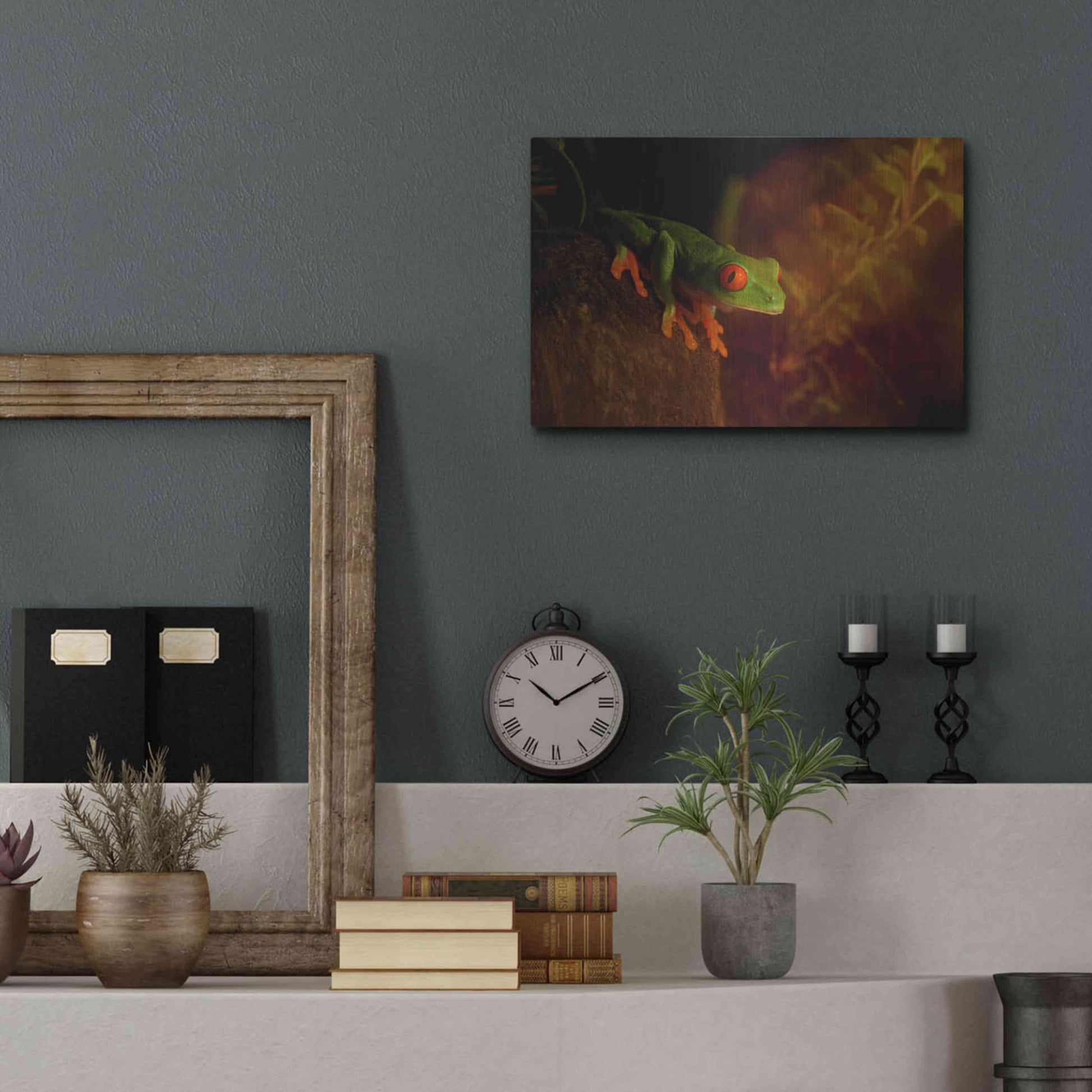 Luxe Metal Art 'Froggy' by Epic Portfolio Metal Wall Art,16x12