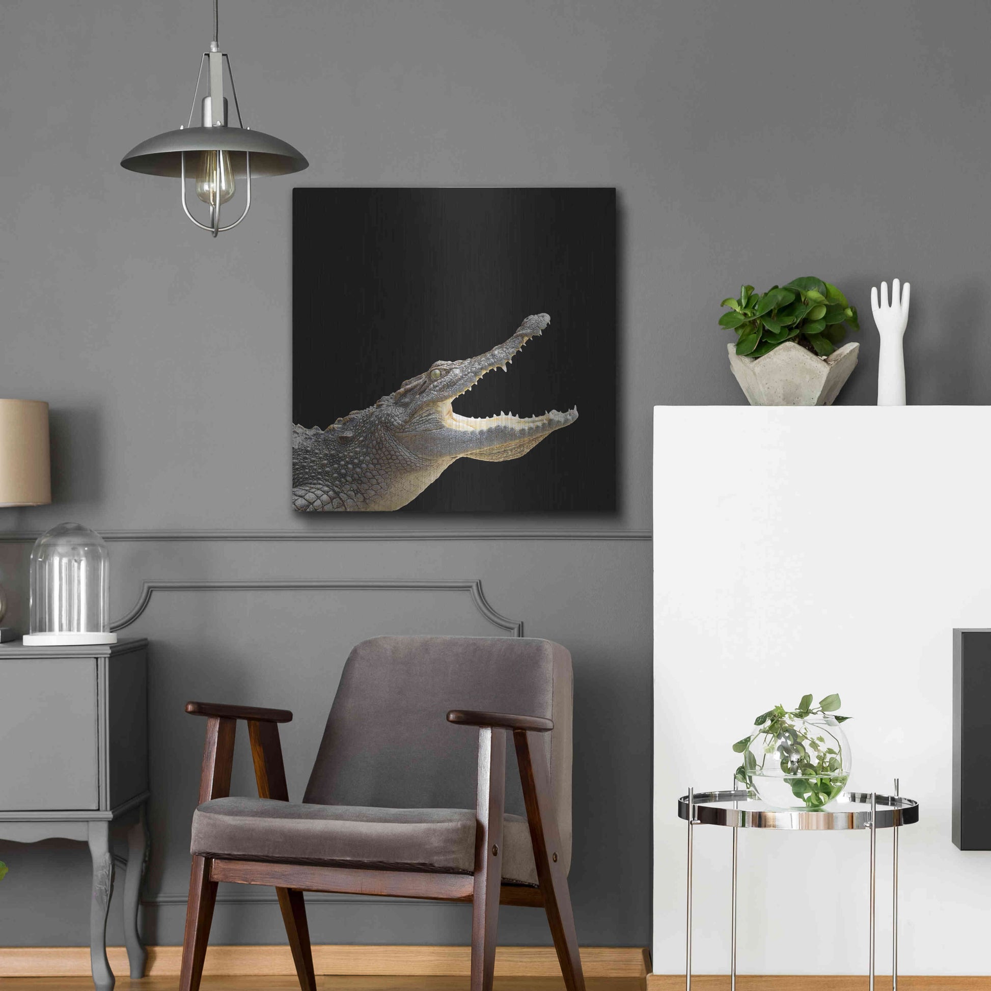 Luxe Metal Art 'Gator Games' by Epic Portfolio Metal Wall Art,24x24