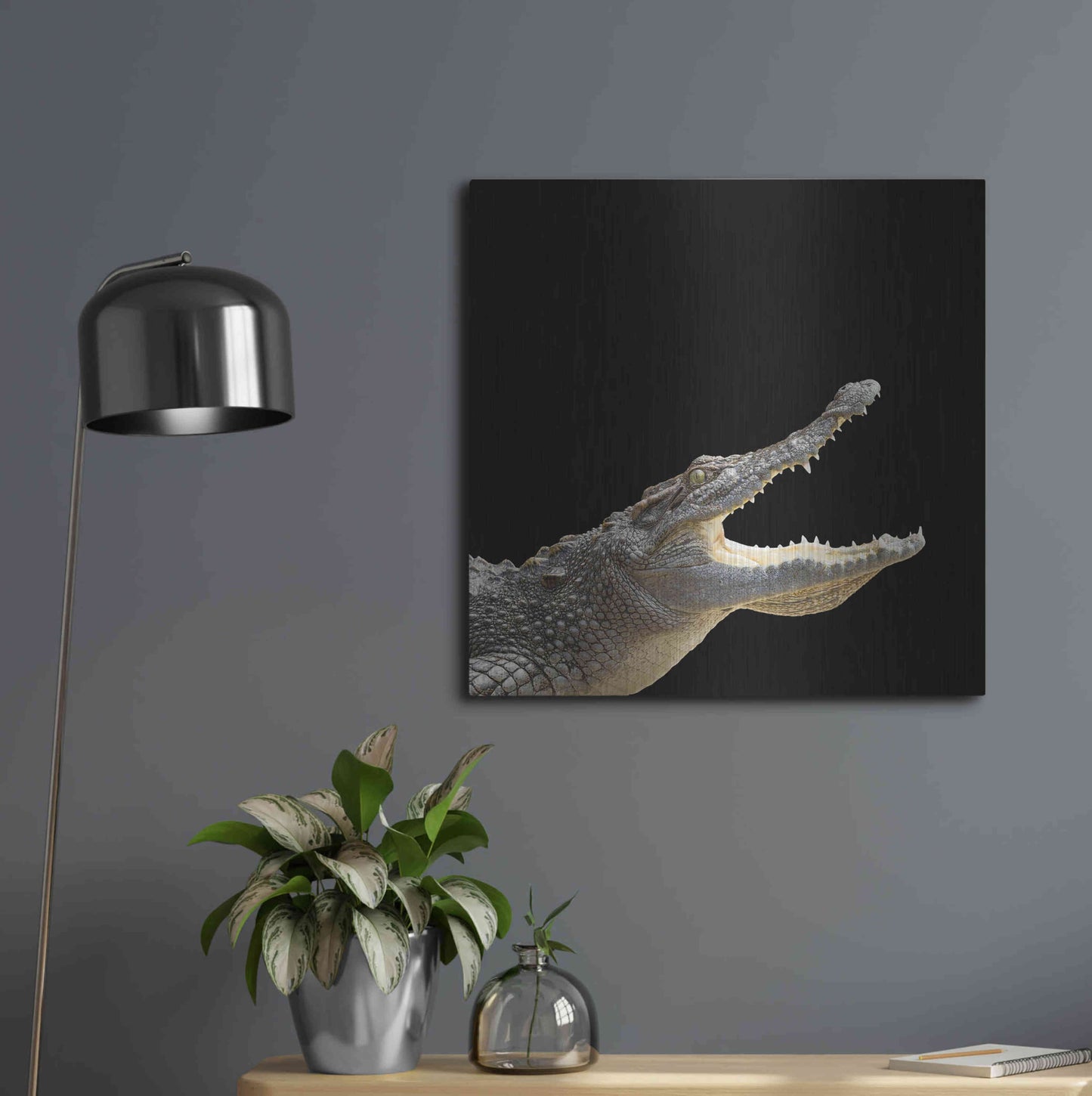 Luxe Metal Art 'Gator Games' by Epic Portfolio Metal Wall Art,24x24