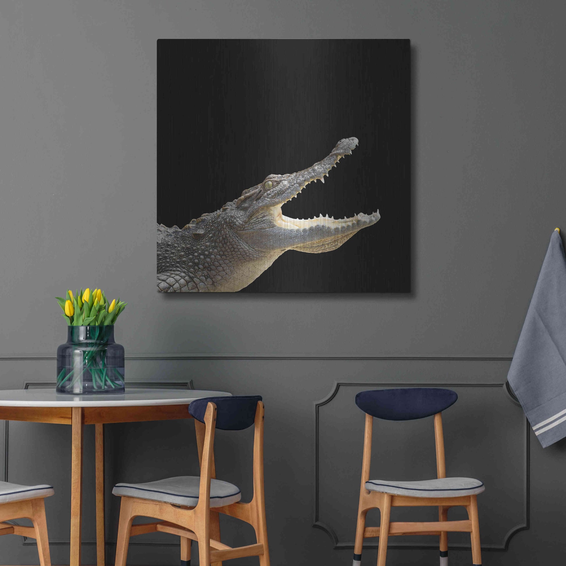 Luxe Metal Art 'Gator Games' by Epic Portfolio Metal Wall Art,36x36