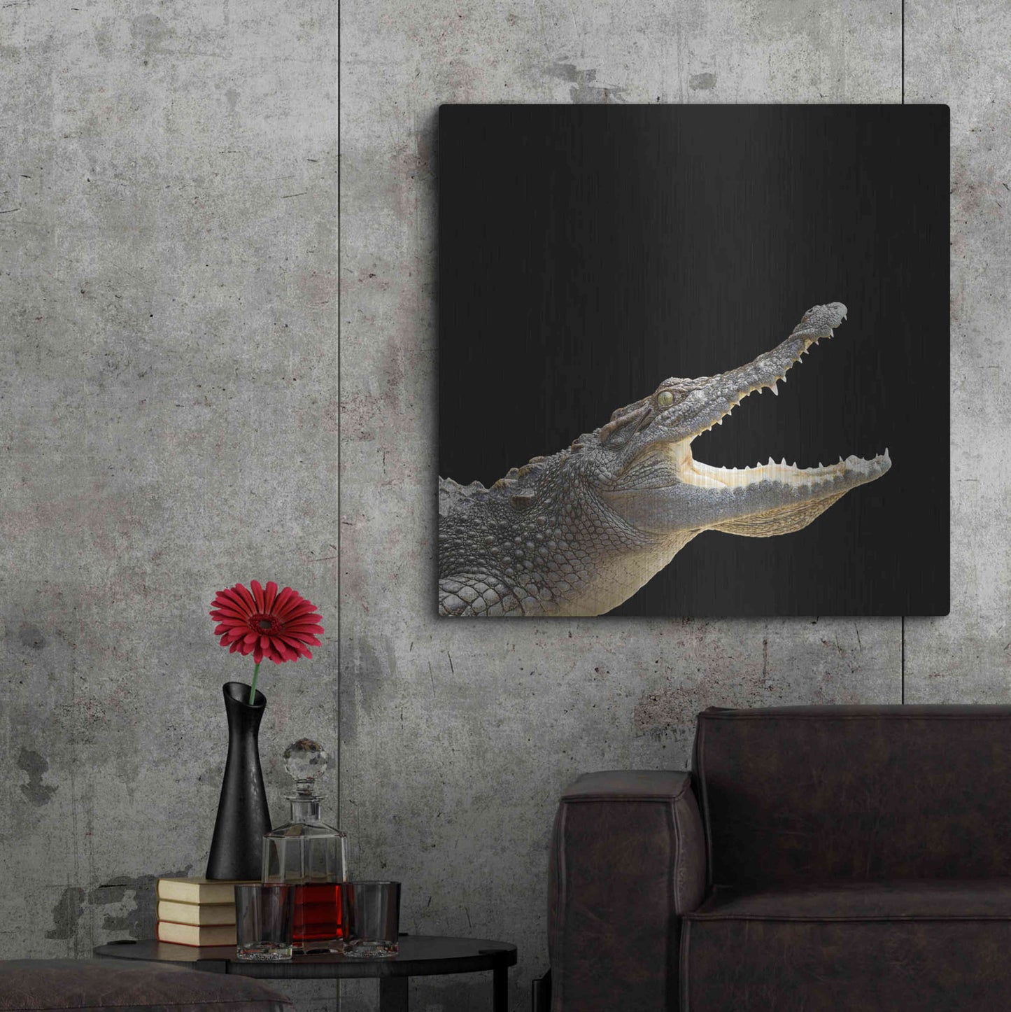 Luxe Metal Art 'Gator Games' by Epic Portfolio Metal Wall Art,36x36