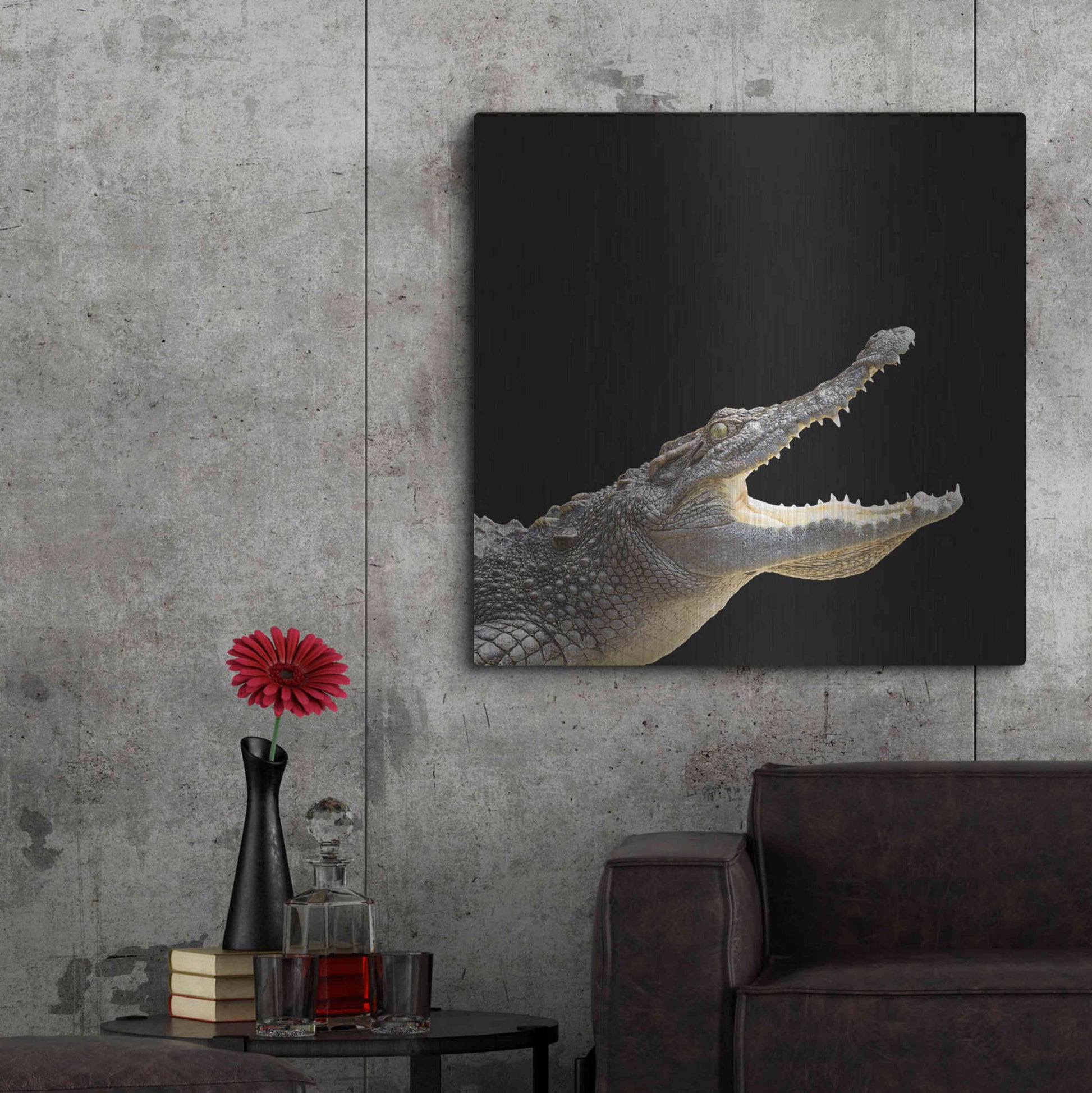 Luxe Metal Art 'Gator Games' by Epic Portfolio Metal Wall Art,36x36