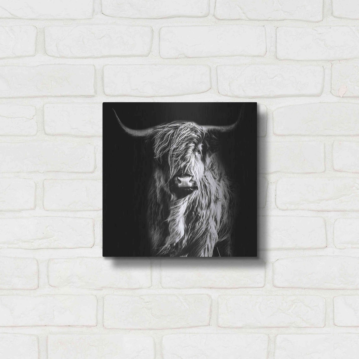 Luxe Metal Art 'Hippy Highland Cow' by Epic Portfolio Metal Wall Art,12x12