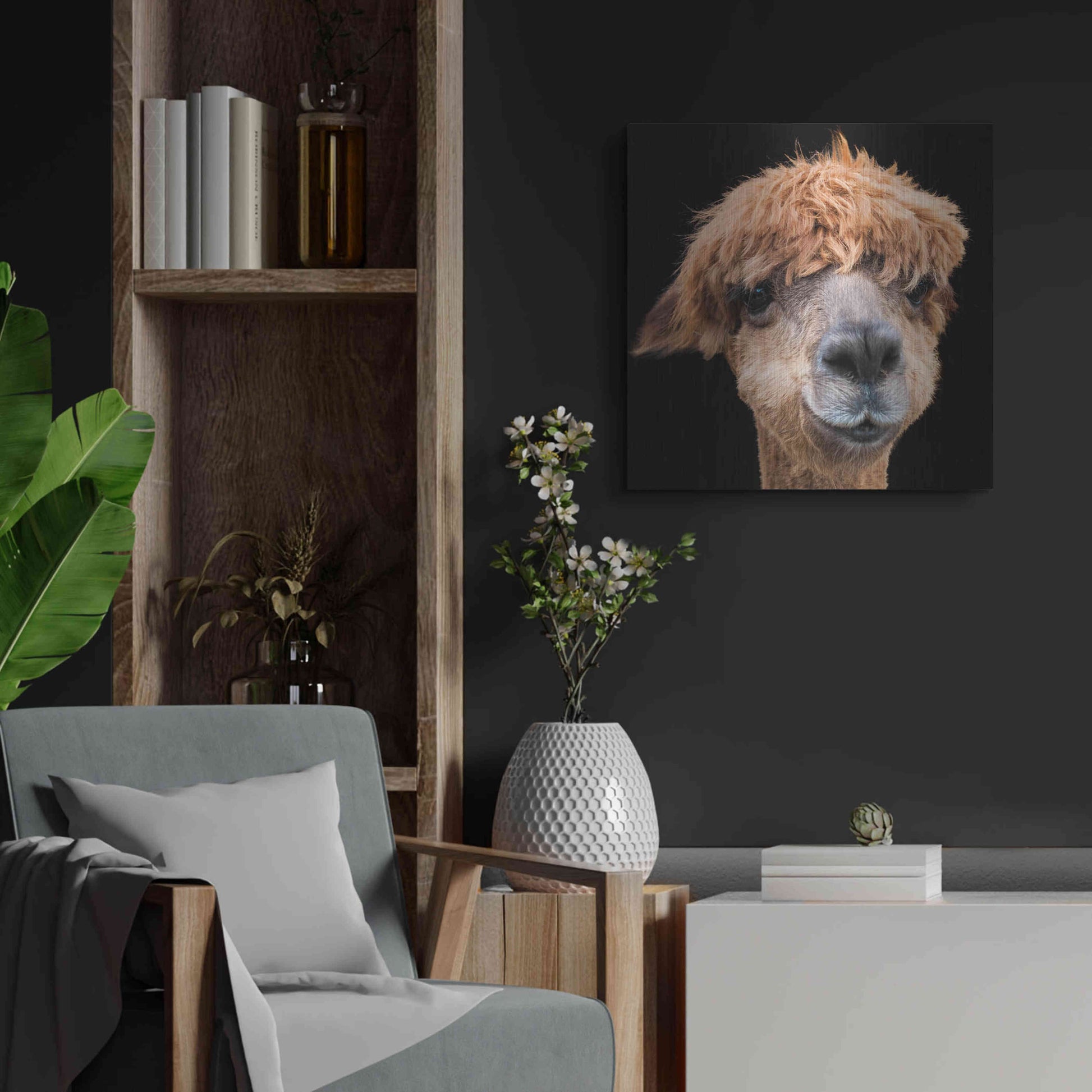 Luxe Metal Art 'Hippy Lama' by Epic Portfolio Metal Wall Art,24x24