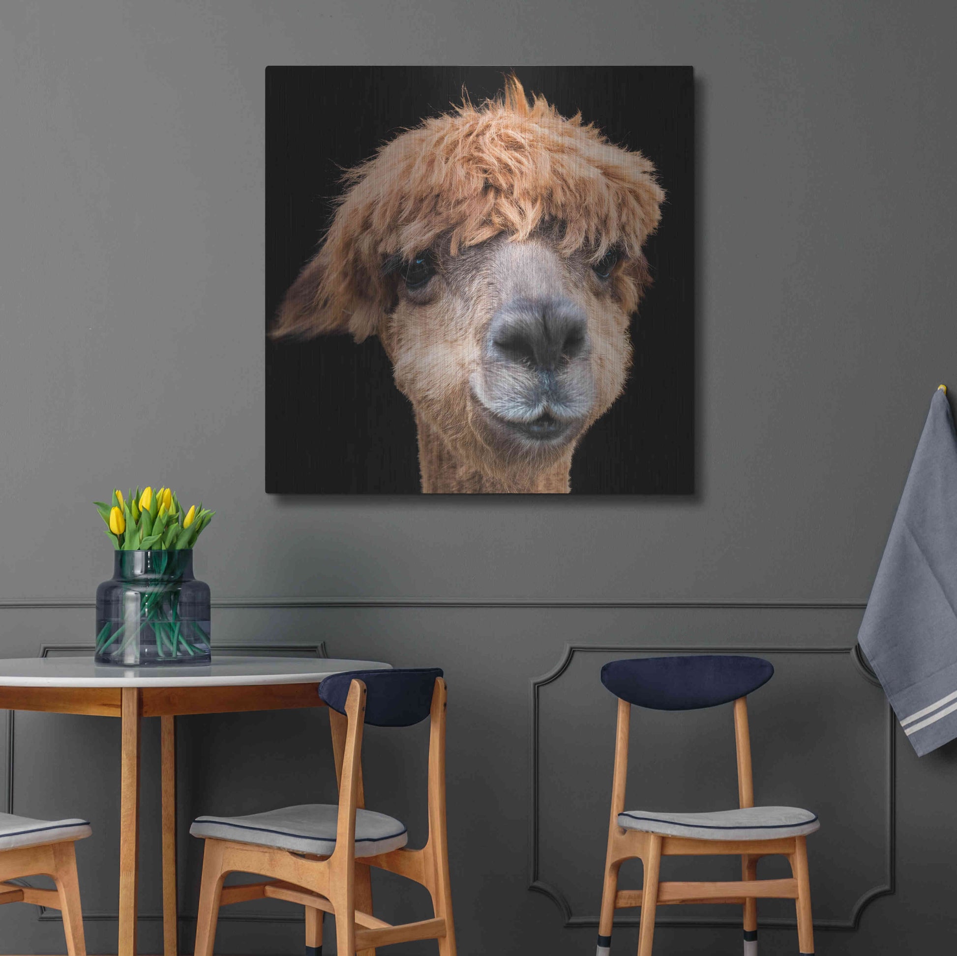 Luxe Metal Art 'Hippy Lama' by Epic Portfolio Metal Wall Art,36x36