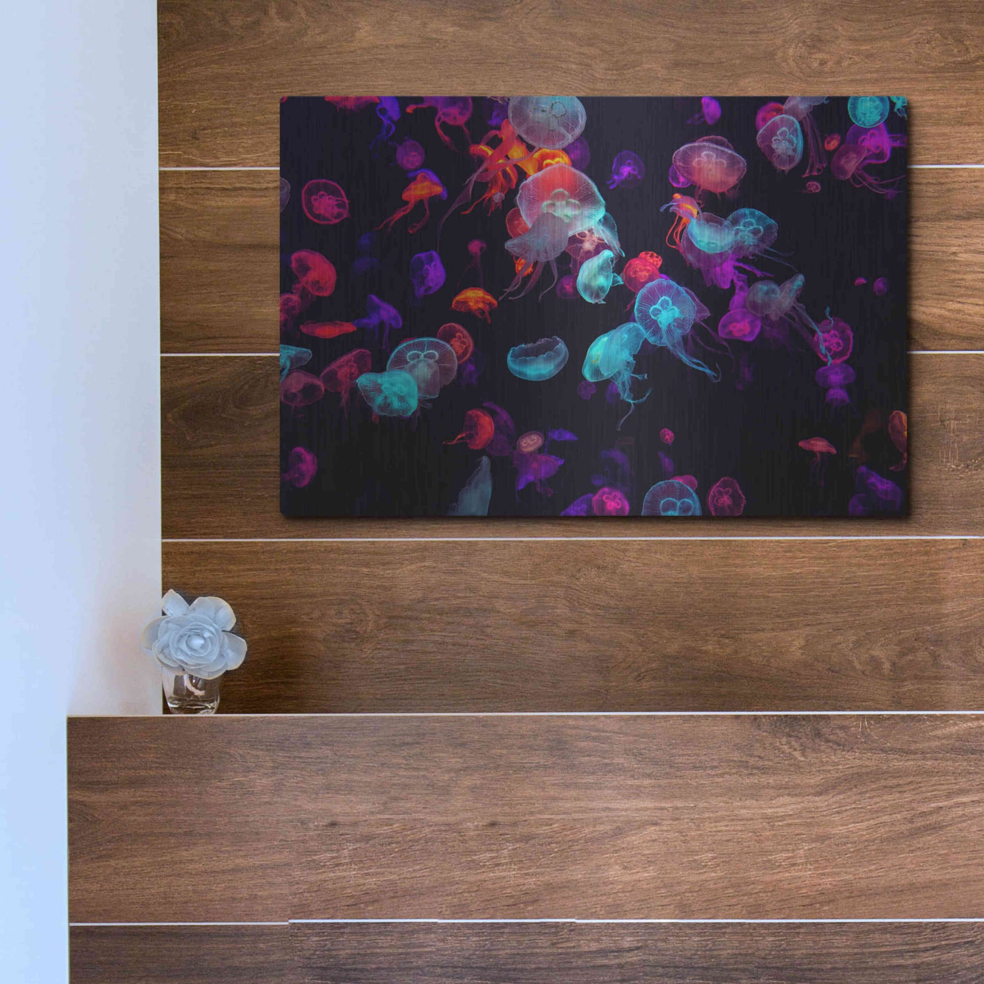 Luxe Metal Art 'Jelly Fish World' by Epic Portfolio Metal Wall Art,16x12